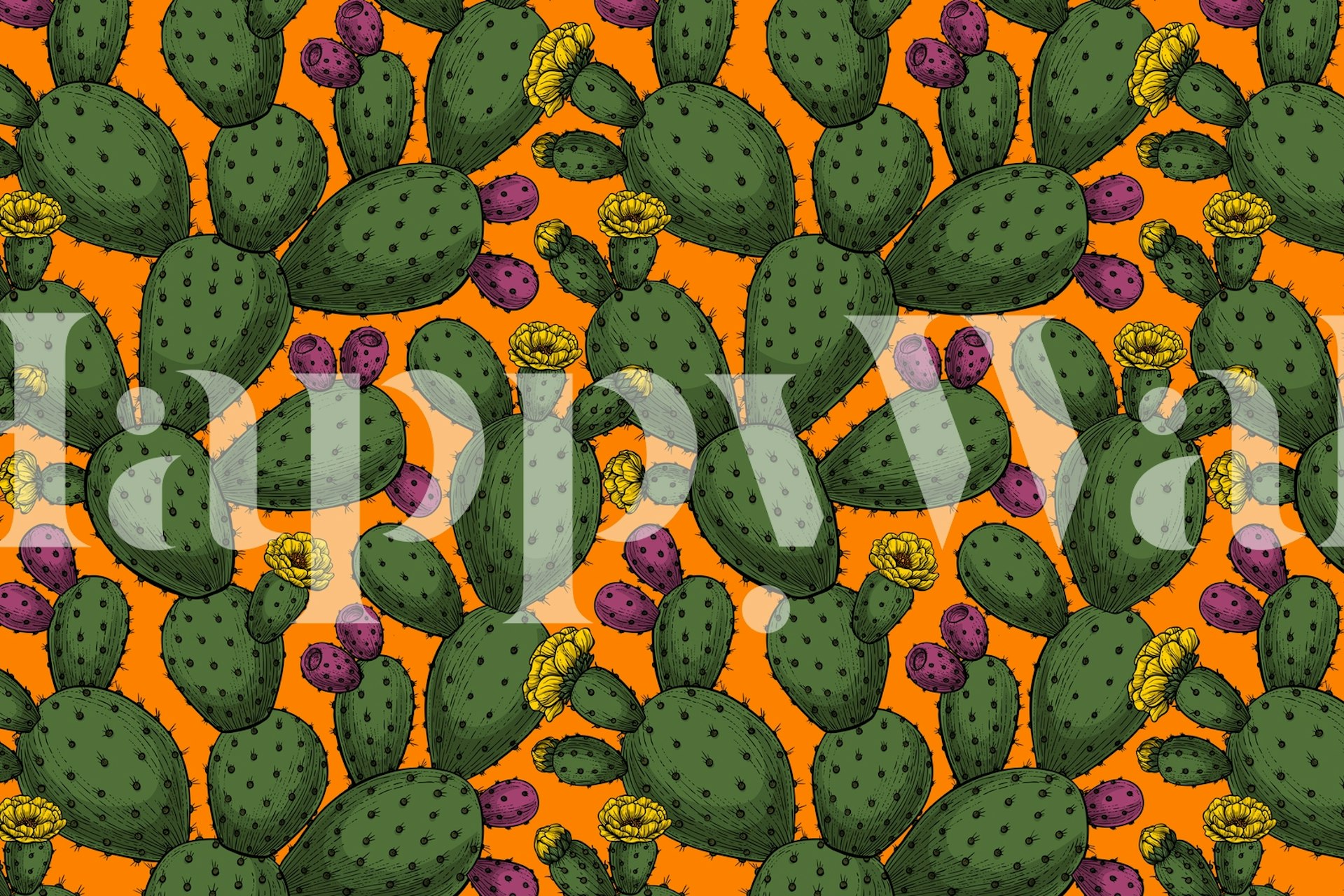 Ταπετσαρία Opuntia cactus σε ένα δωμάτιο