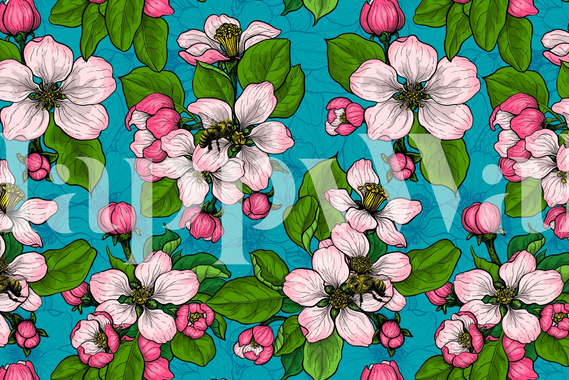 Apple blossom 3 wallpaper design in a room