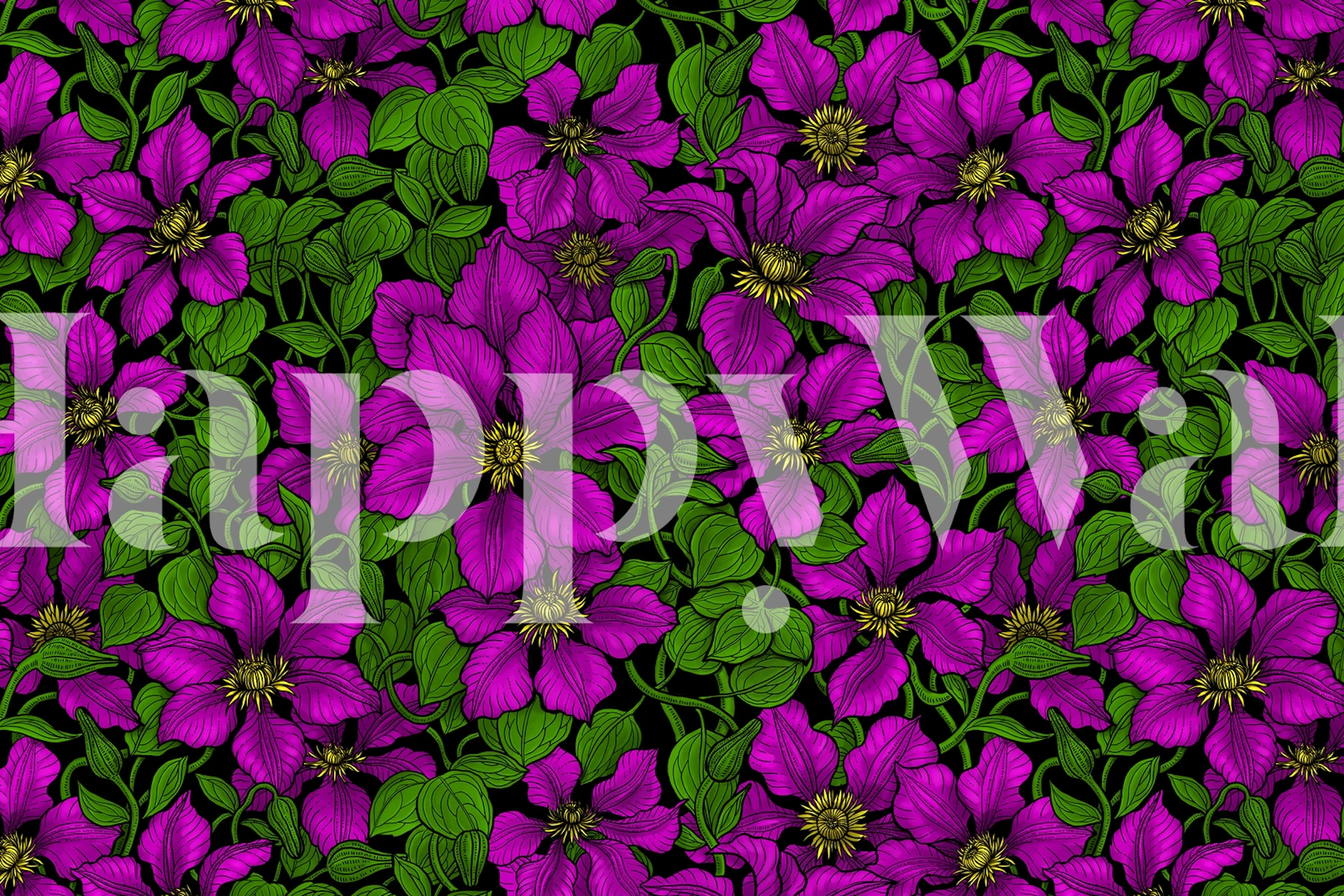 Clematis vine wallpaper in a room