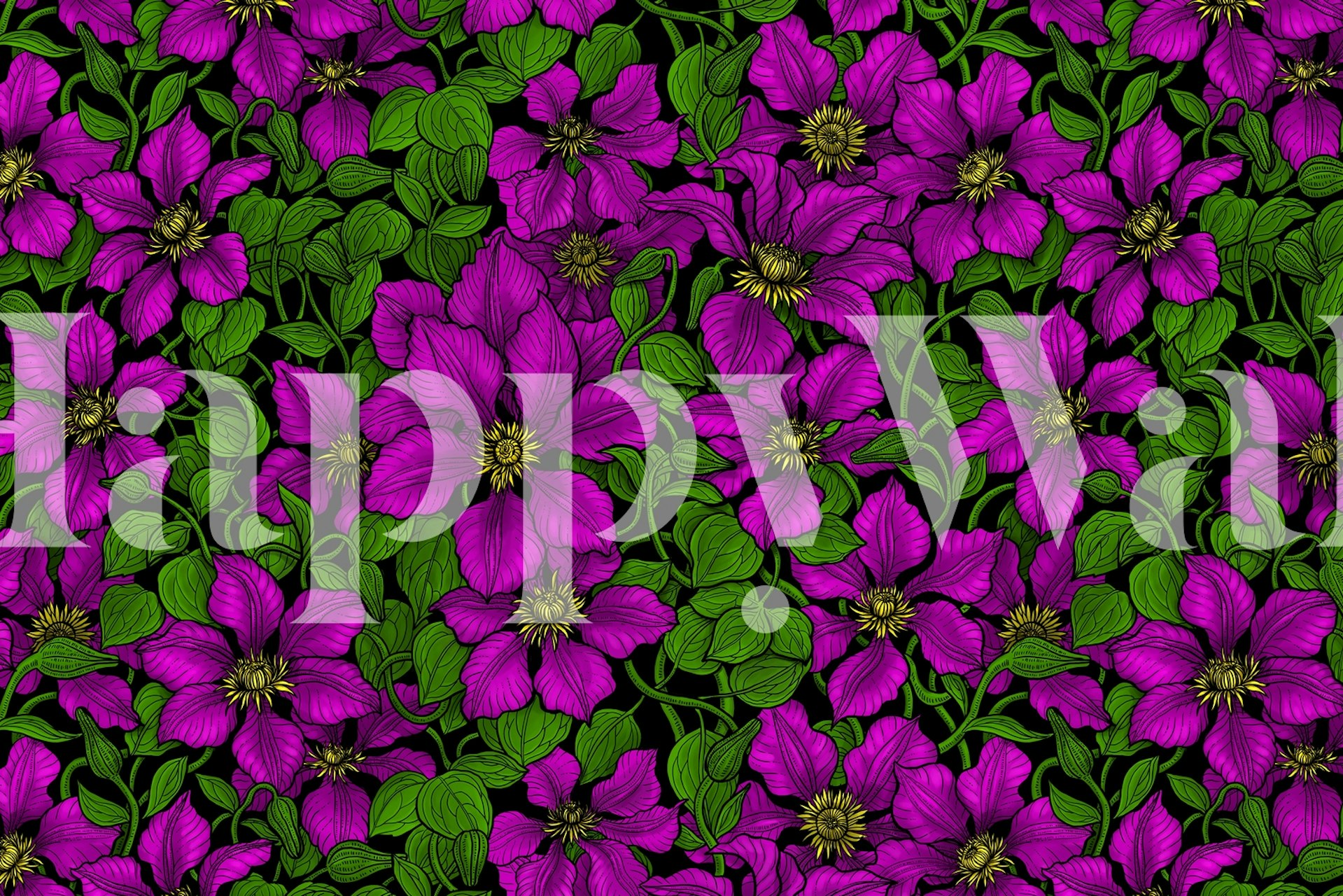 Clematis vine wallpaper in a room