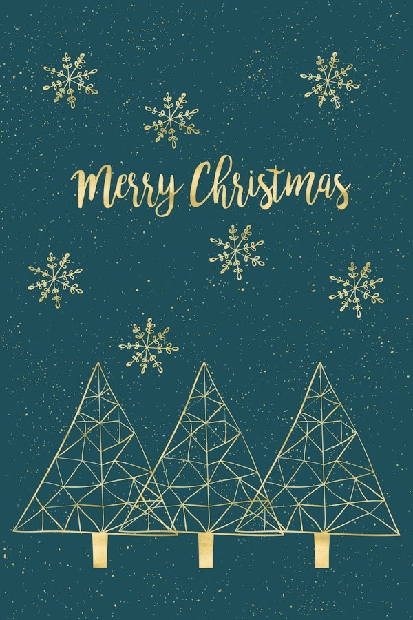 Merry Christmas Teal Gold