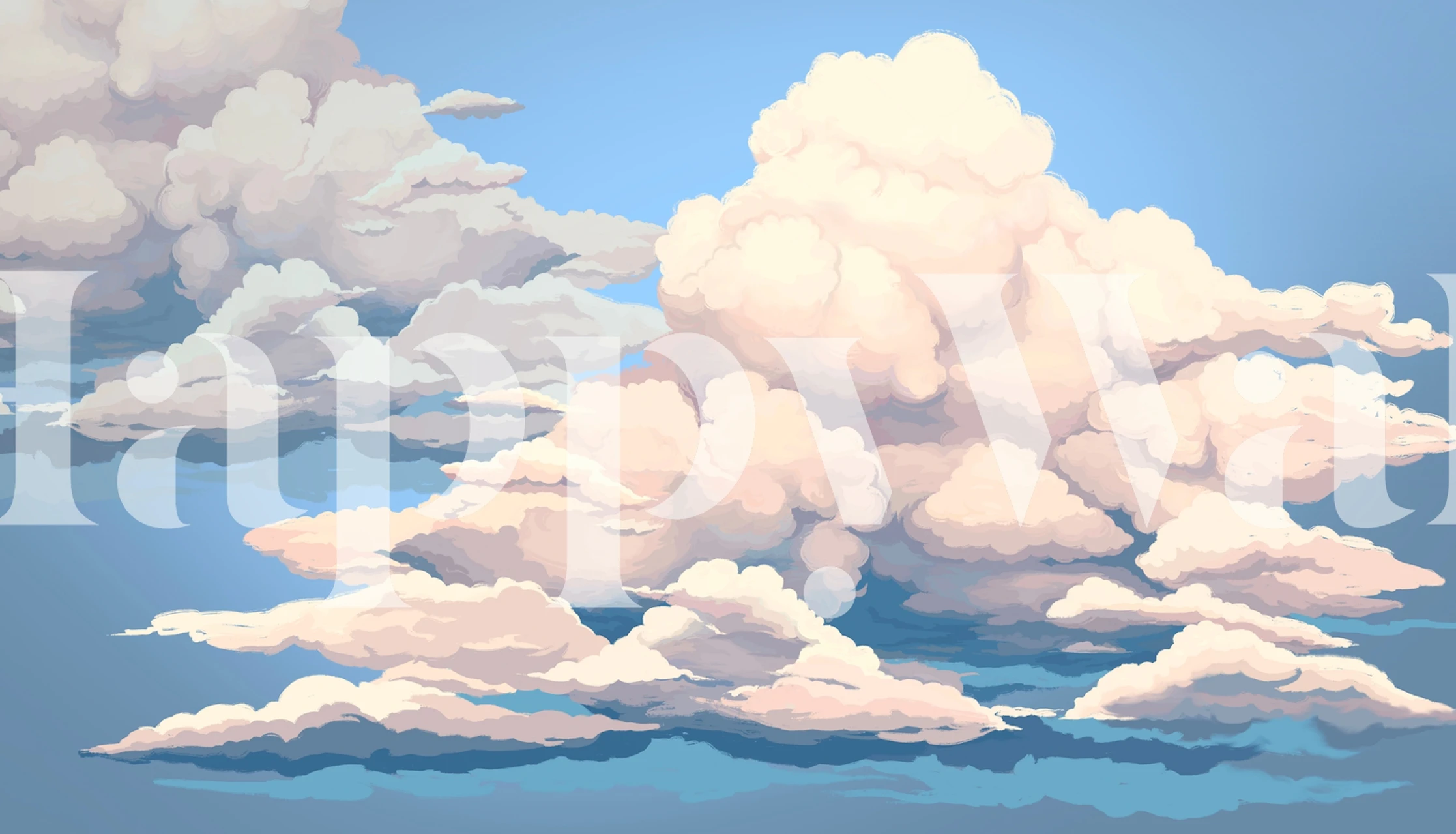 Fluffy clouds against a blue sky wallpaper