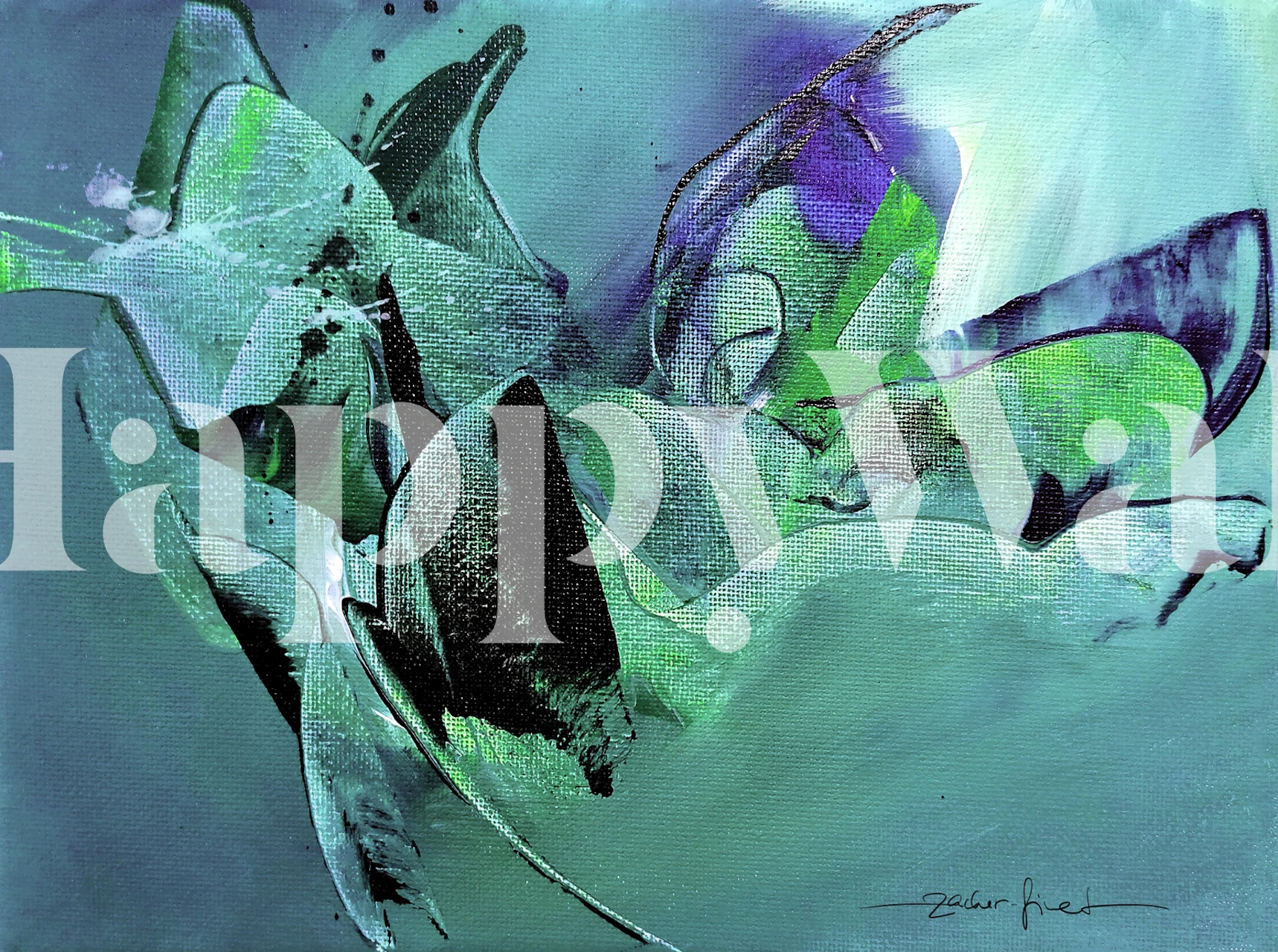 Abstract blue and green floral shapes illustrations wallpaper