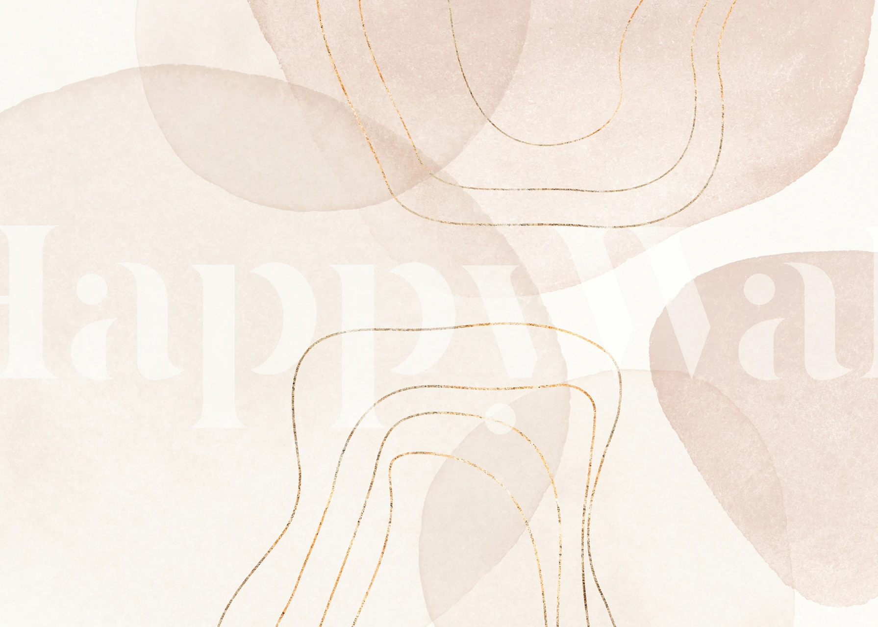 Abstraktní pastelová nástěnná malba se zlatými akcenty