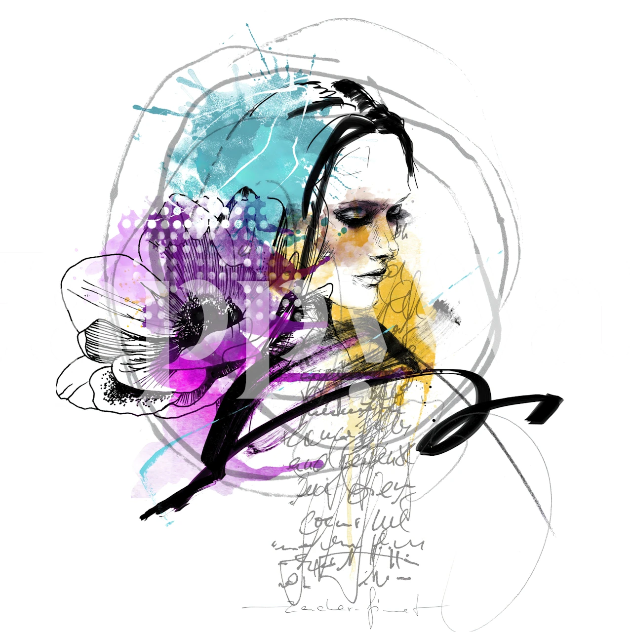 Artistiek Paradise Lost Female Portrait behang in een kamer