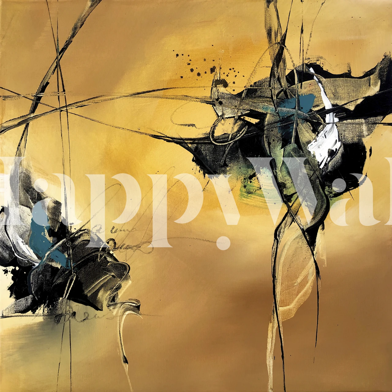 Fotomural Desert Dance con tonos abstractos dorados y oscuros en happywall.com