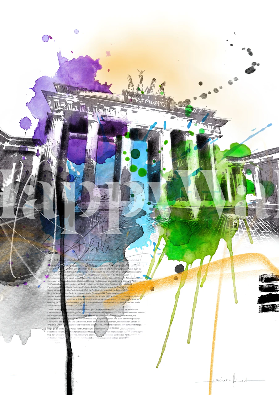 Colorful Berlin Urban City Art wallpaper in a room