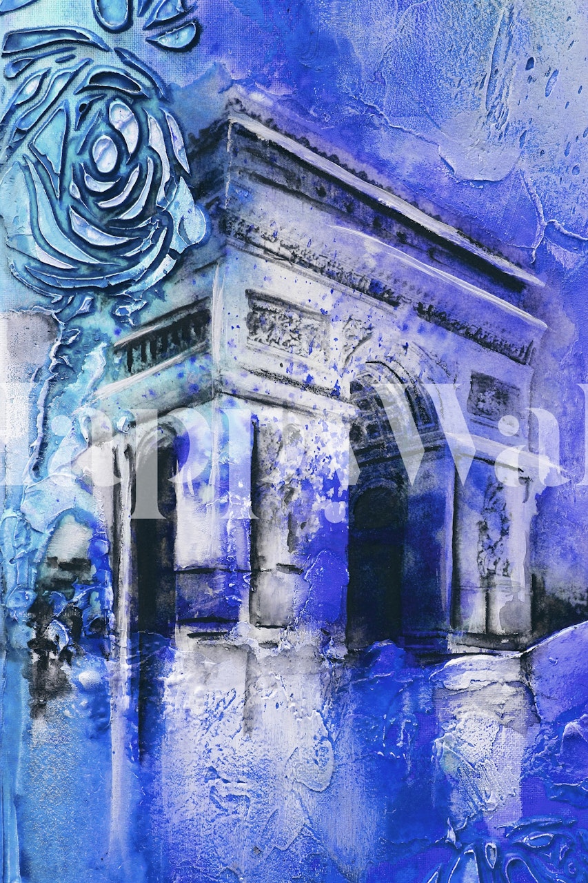 Blue Paris Mon Amour City Art papier peint dans une pièce