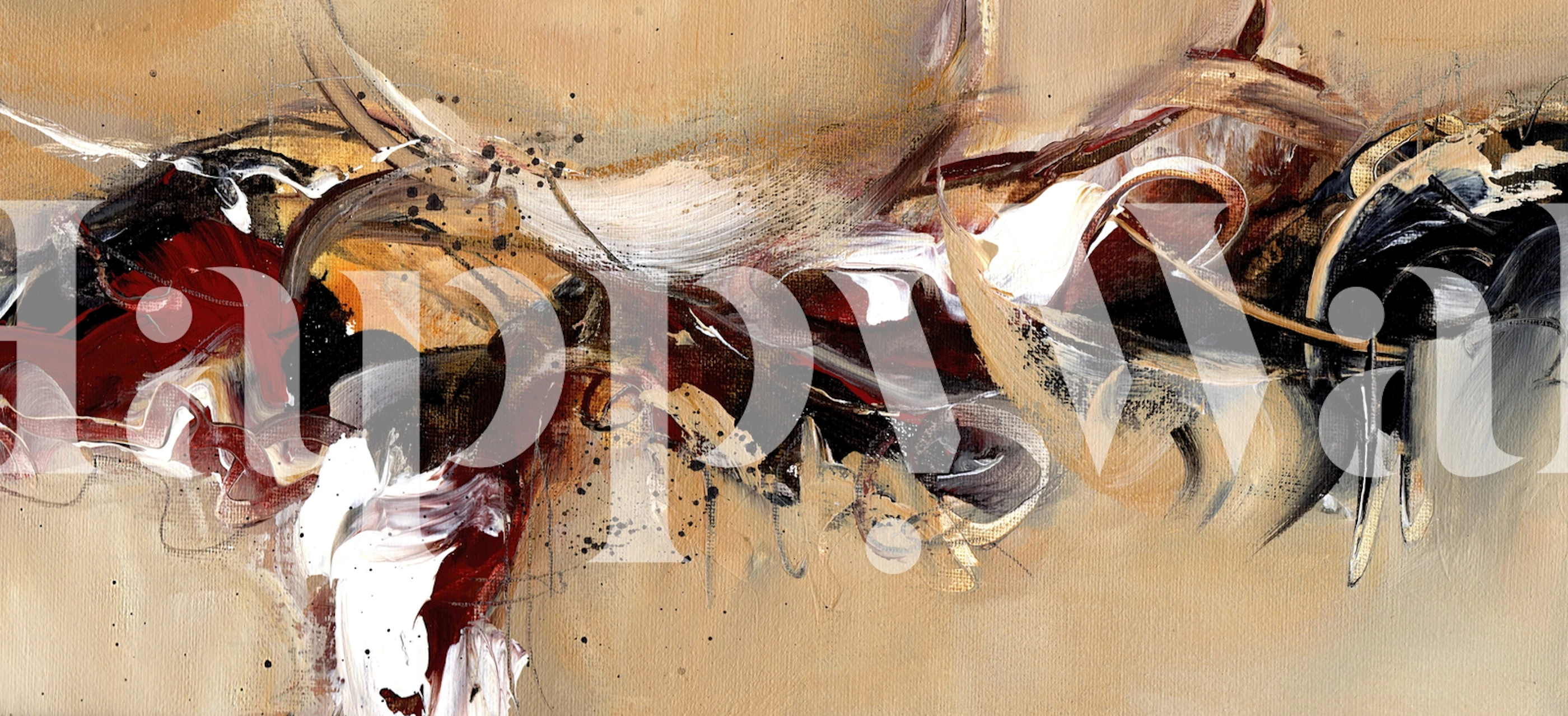 Abstract red, black, and beige design wallpaper