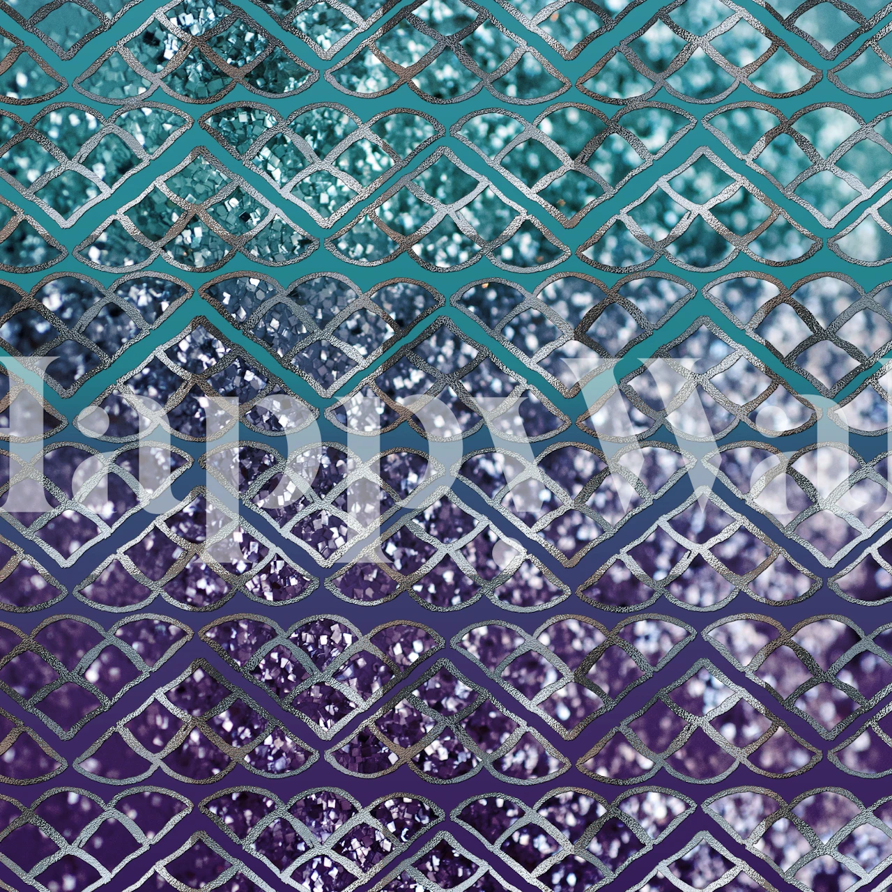 Purple Aqua Mermaid Scales i ett rum