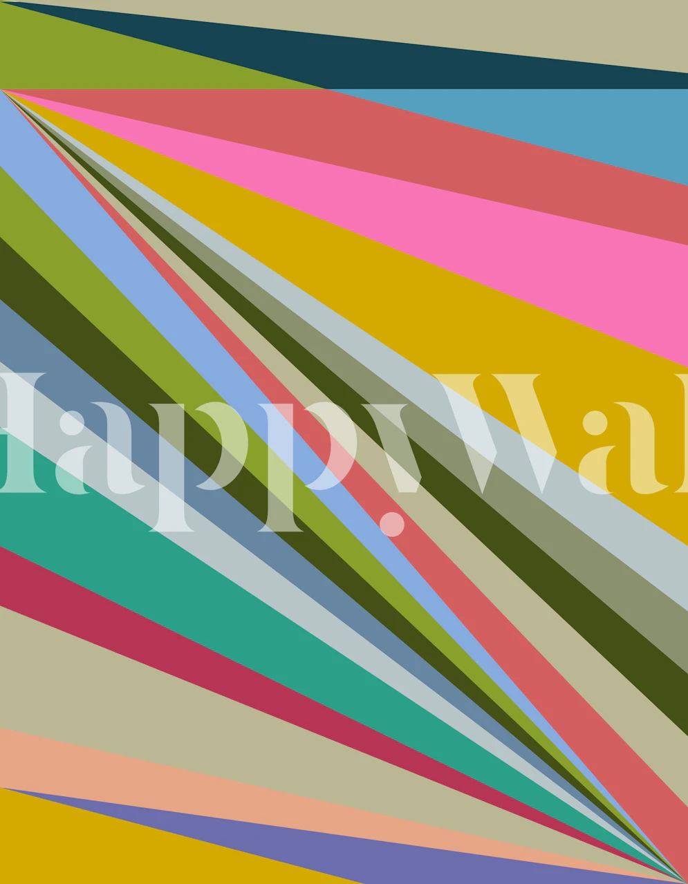 Colorful diagonal striped wallpaper in a room