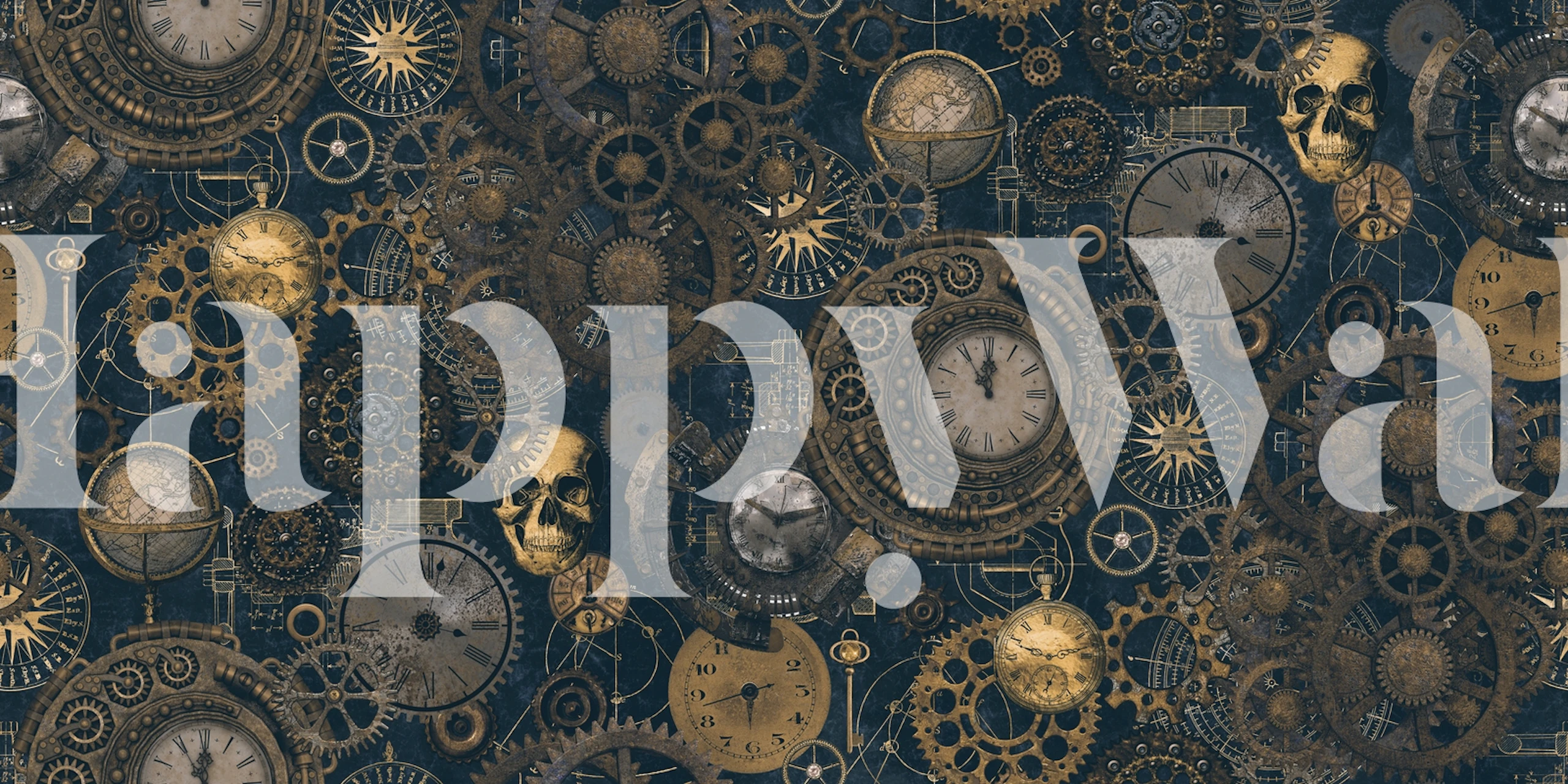 Papel de parede Steampunk Rusty Grunge em um quarto