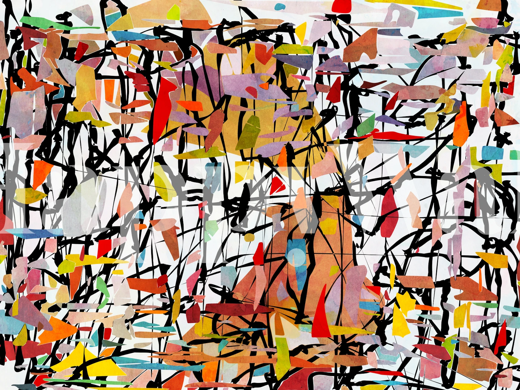 Vibrant abstract wallpaper design in a room