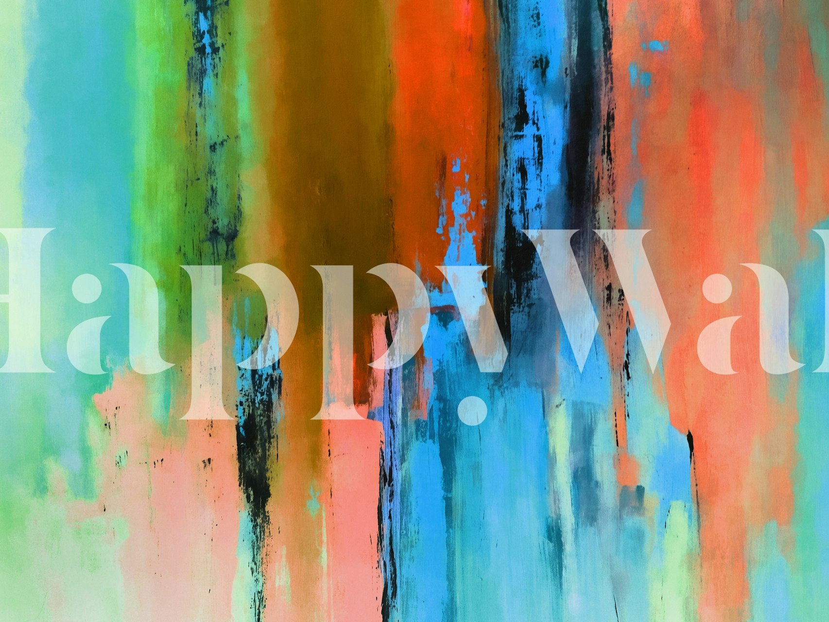 Abstract cityscape wall mural with vibrant colors