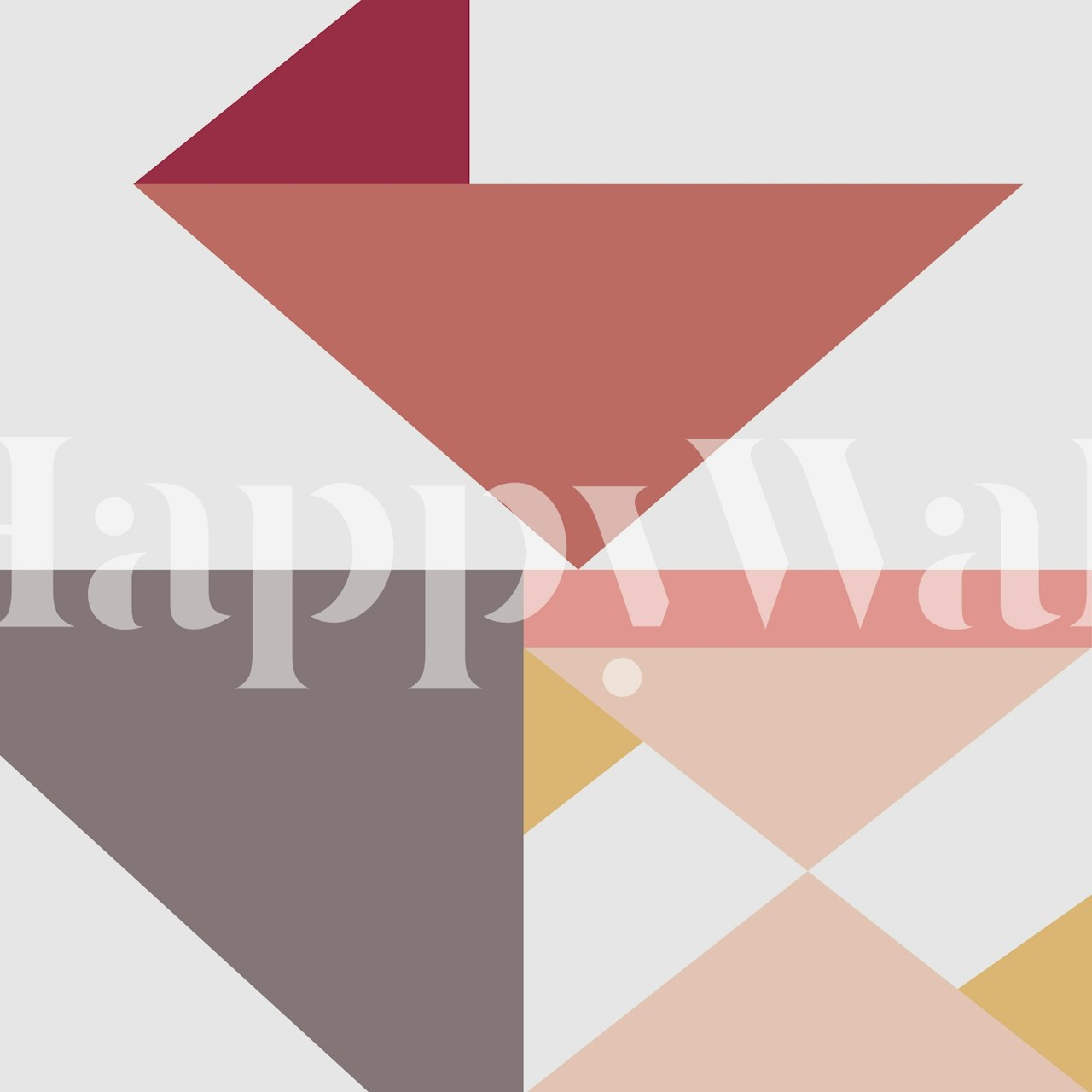 Geometrinen seinämaalaus, jossa on minimalistinen kolmiomuotoilu vaimeissa väreissä
