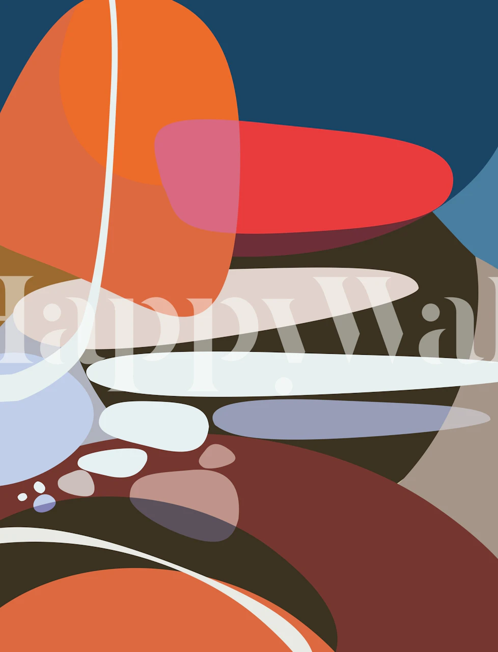 Abstract colorful and organic shapes wall mural