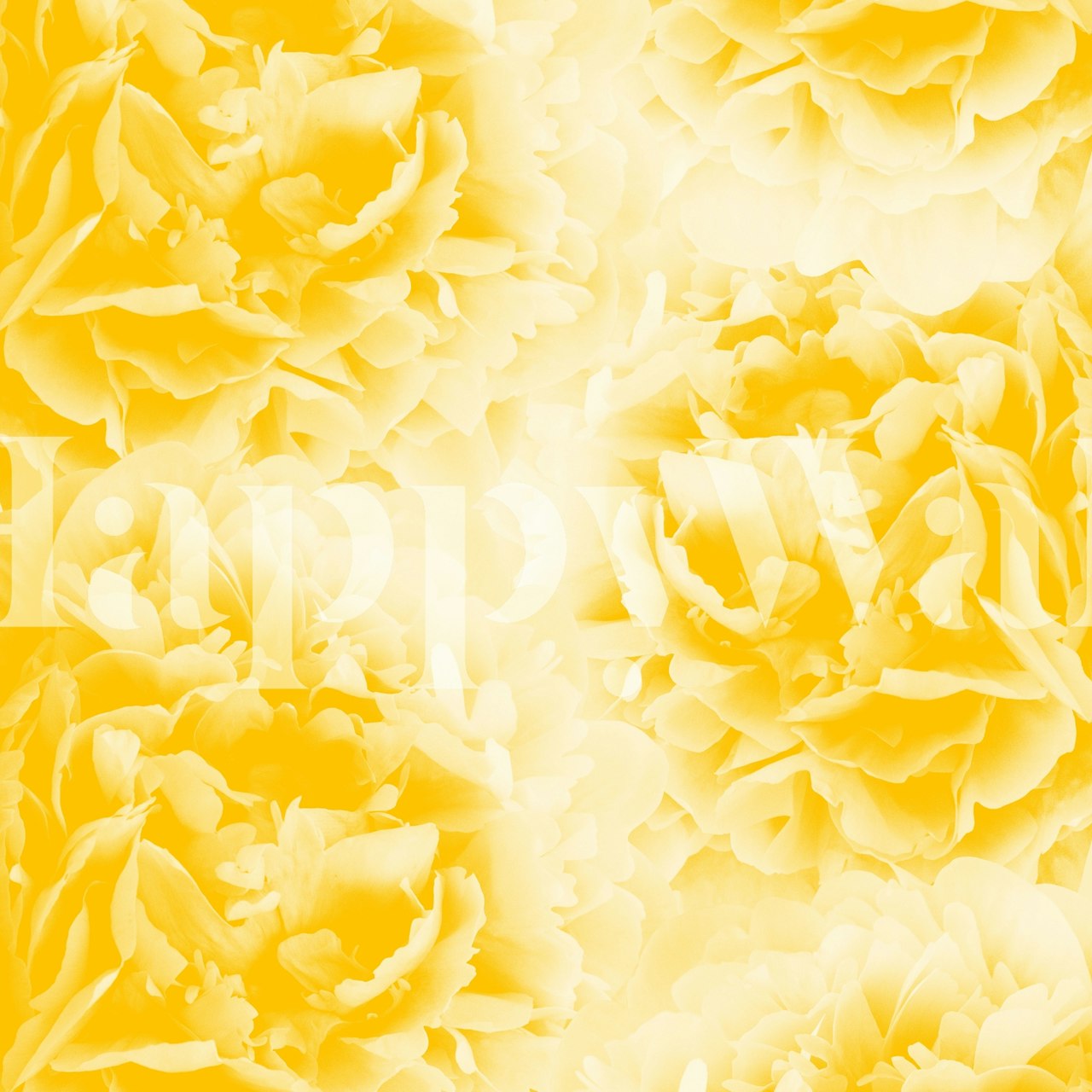 Bright yellow peonies wallpaper design for home decor.
