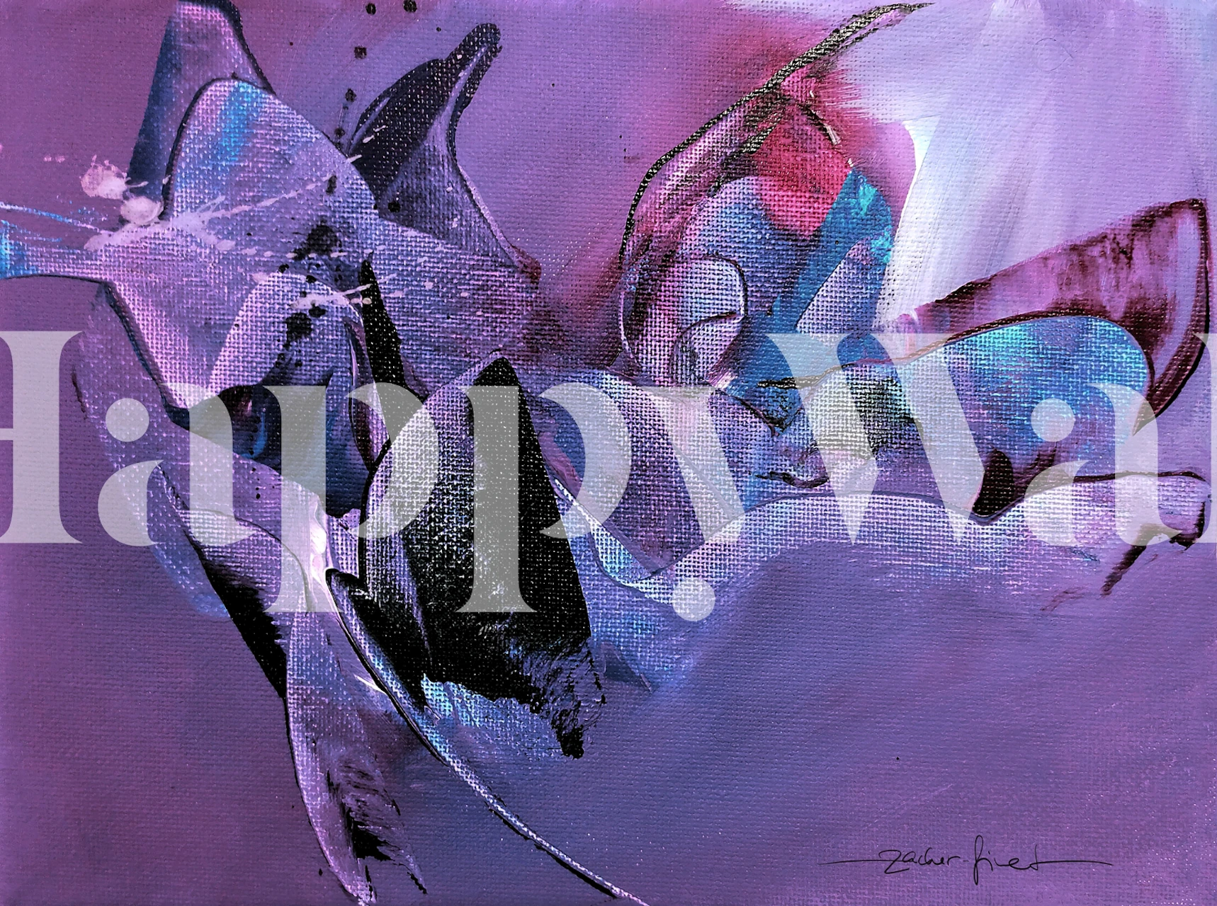 Tapeta Purple Passion Abstract Art v pokoji