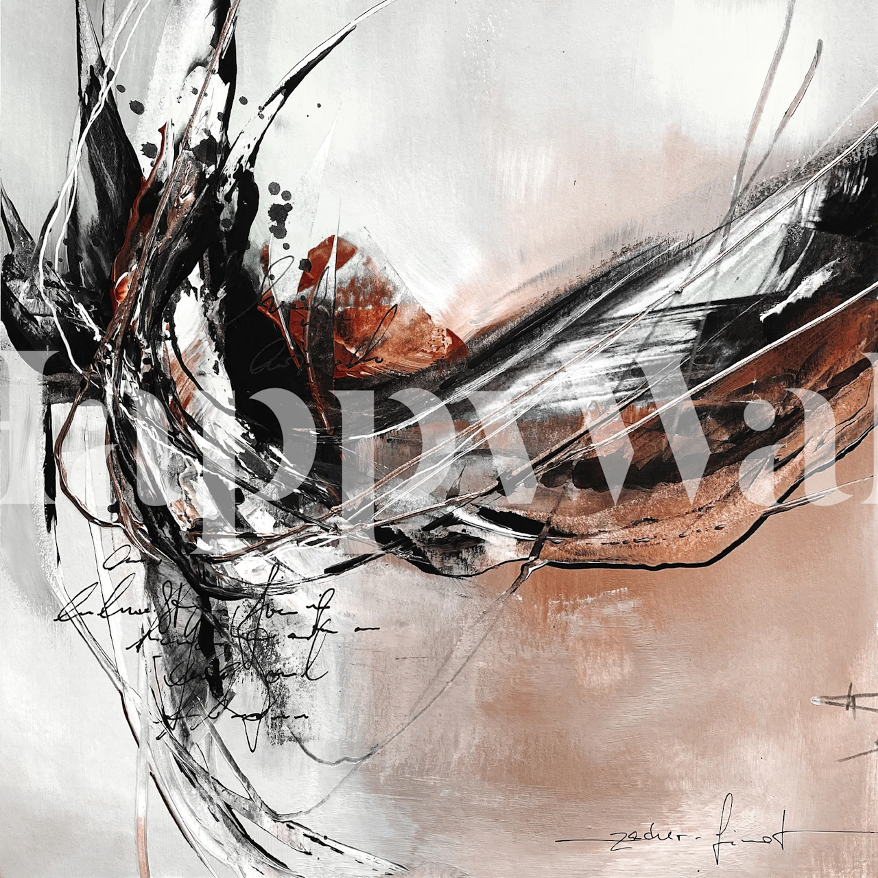 Fierce Fight Abstract Art wallpaper in a room