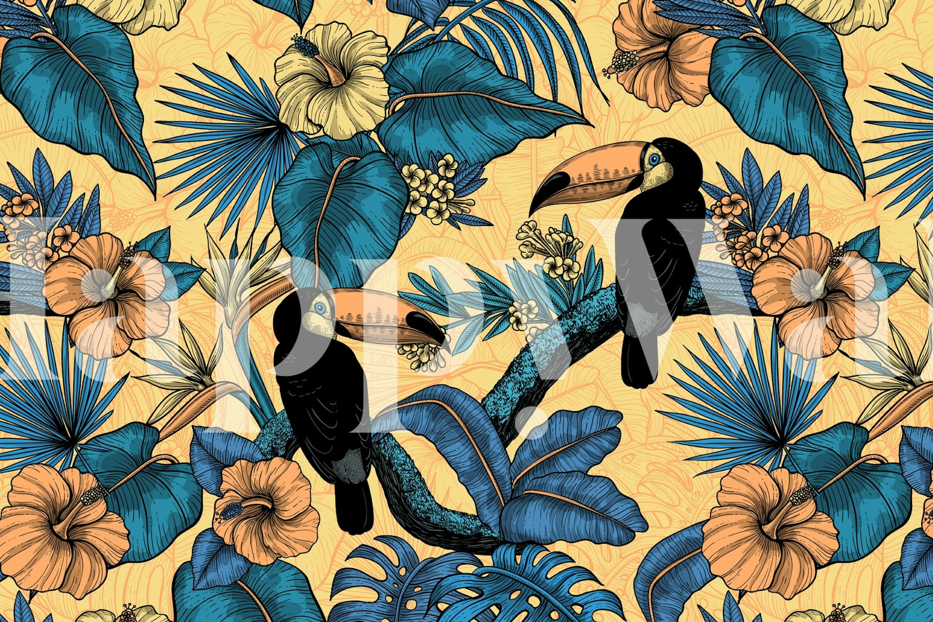 Toucan garden 3 wallpaper in a room