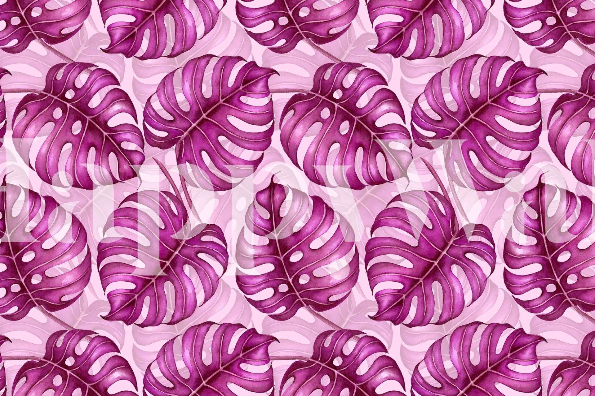 Monstera watercolor wallpaper in a room