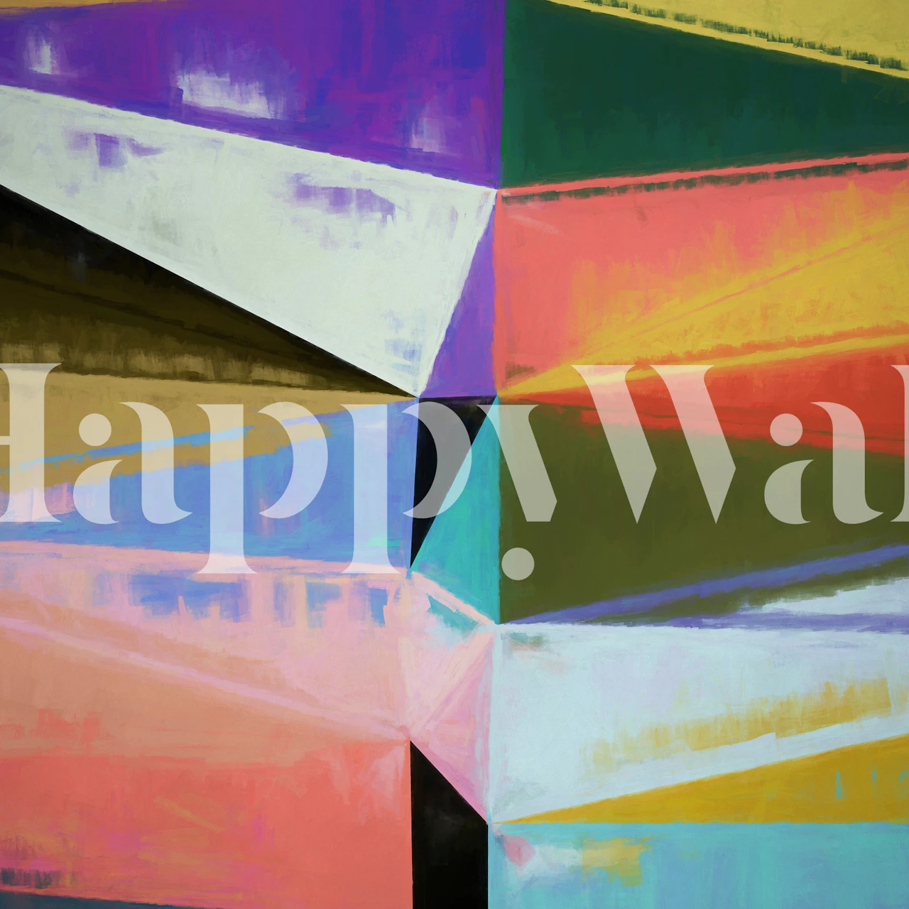 Geometric wallpaper design in a room