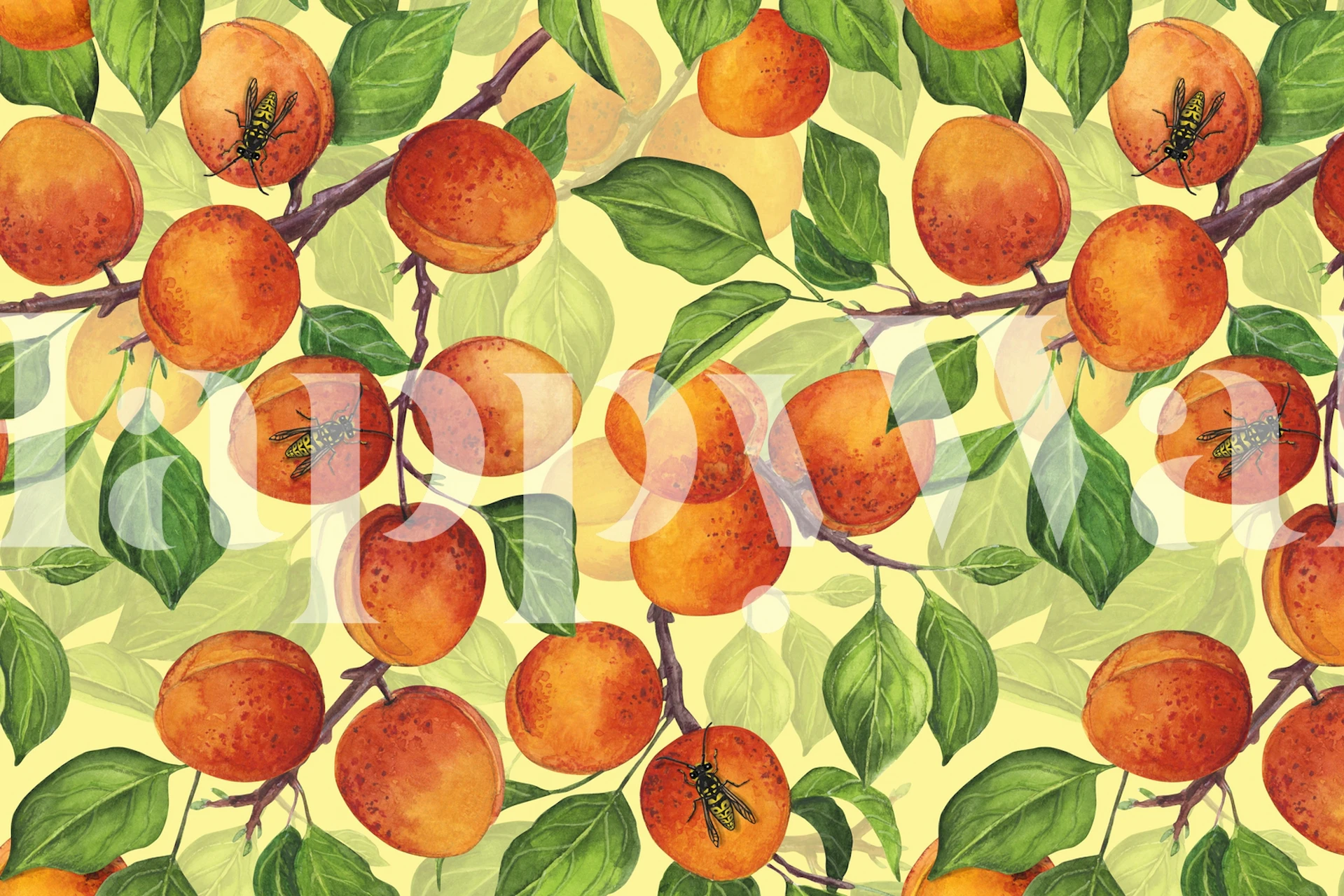 Apricot garden 2 wallpaper design in a room
