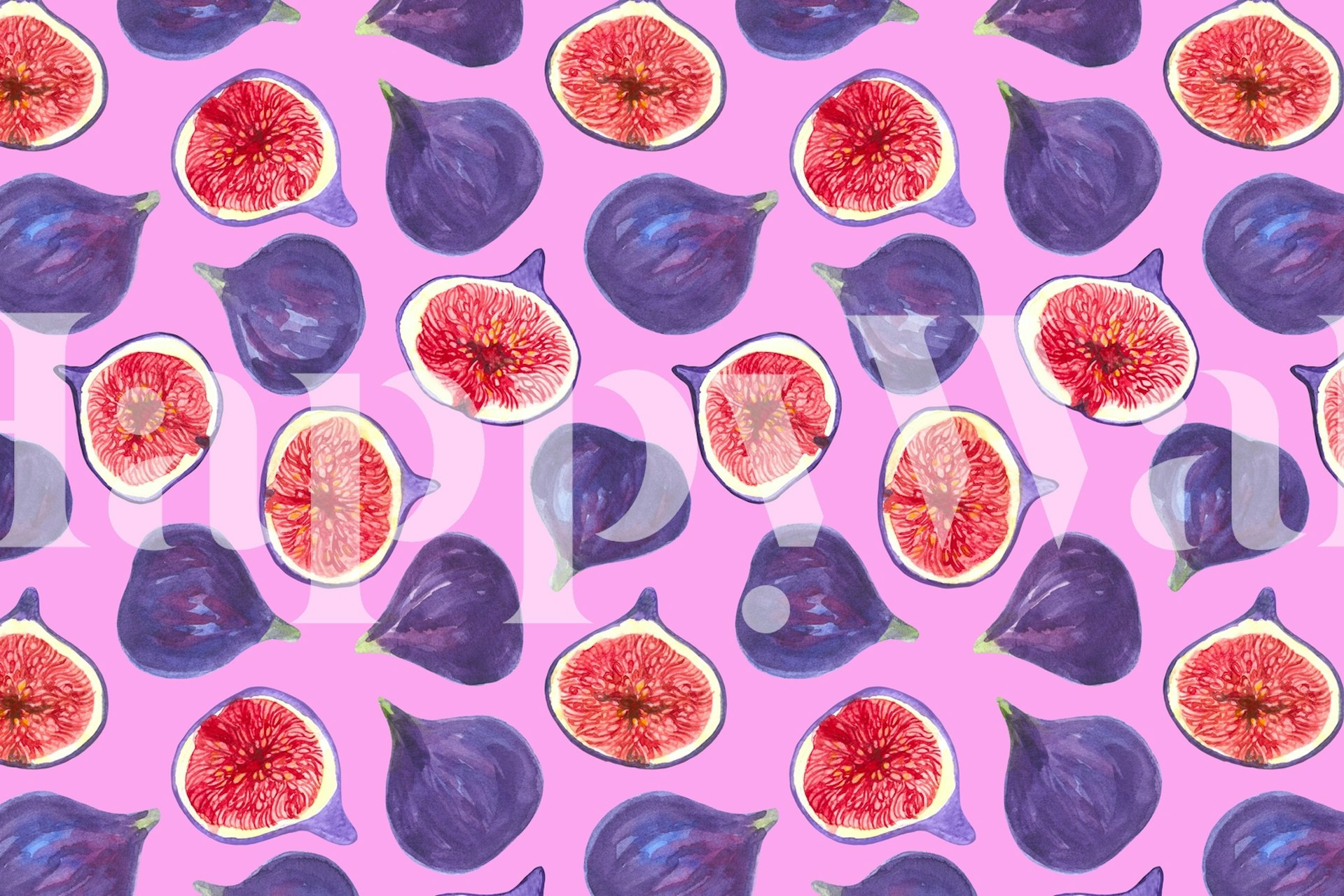 Figs and fig slices wallpaper in a room
