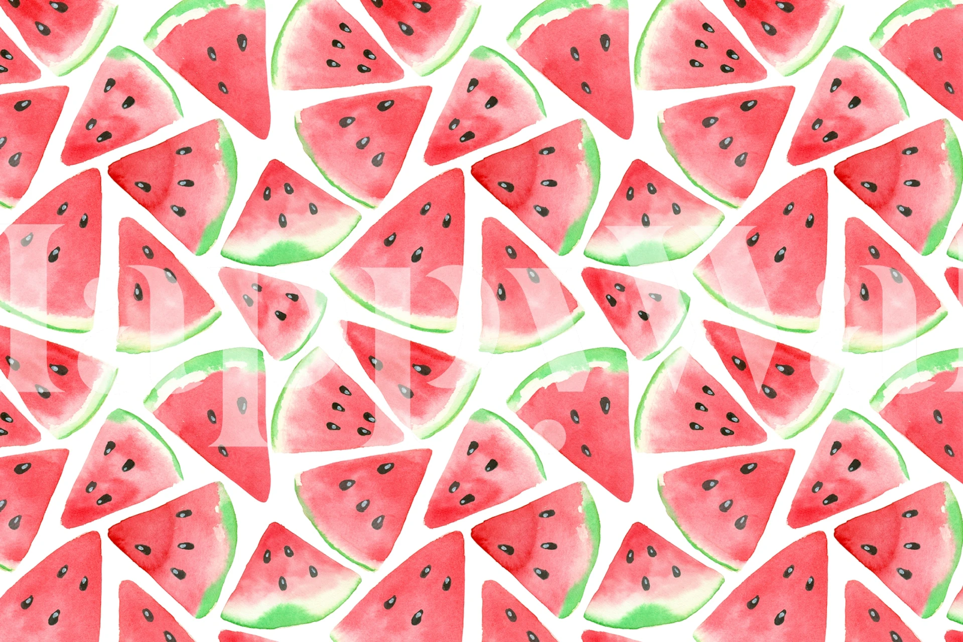 Watermelon slices wallpaper in a styled room