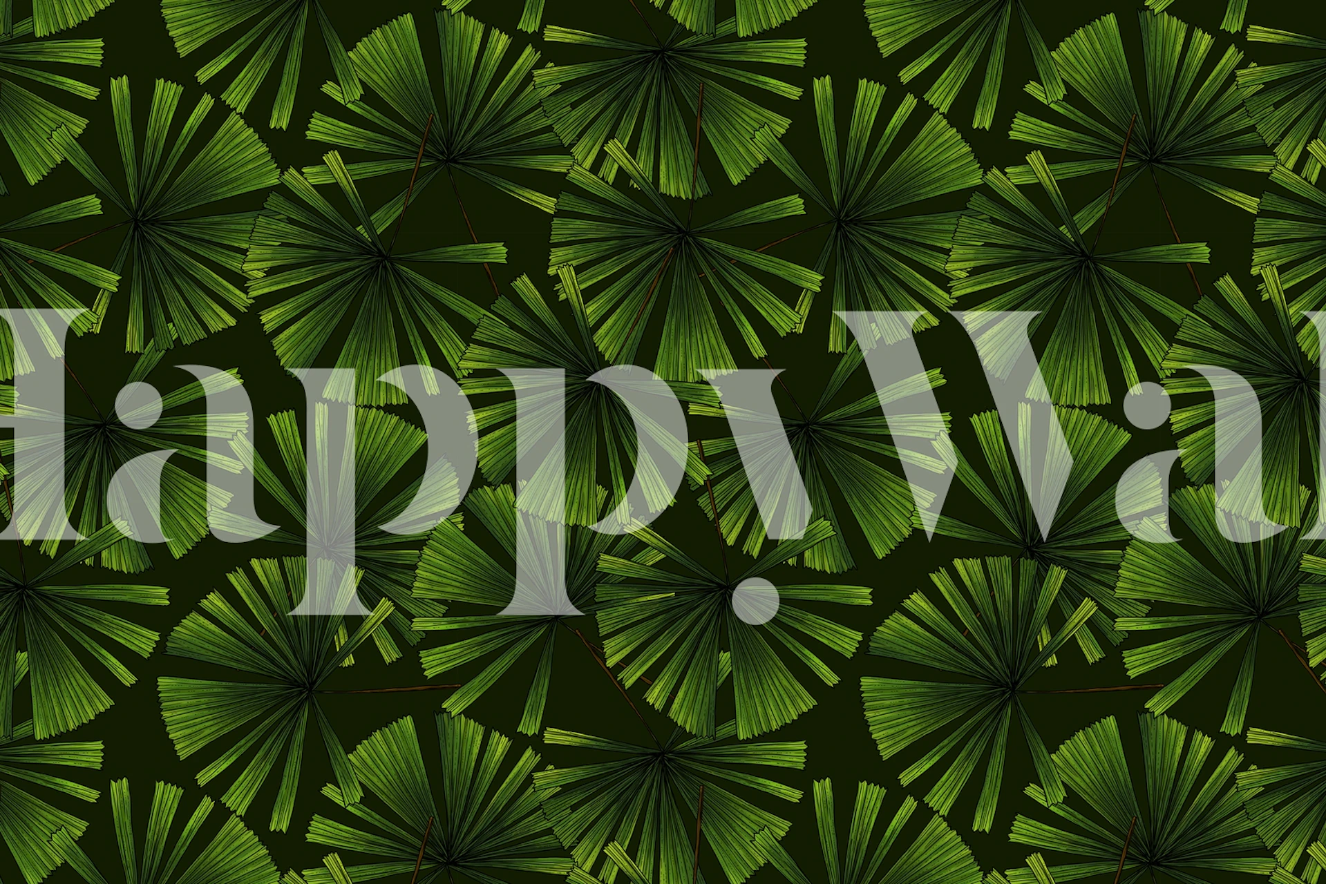 Tropical palm leaves wall mural in rich green shades