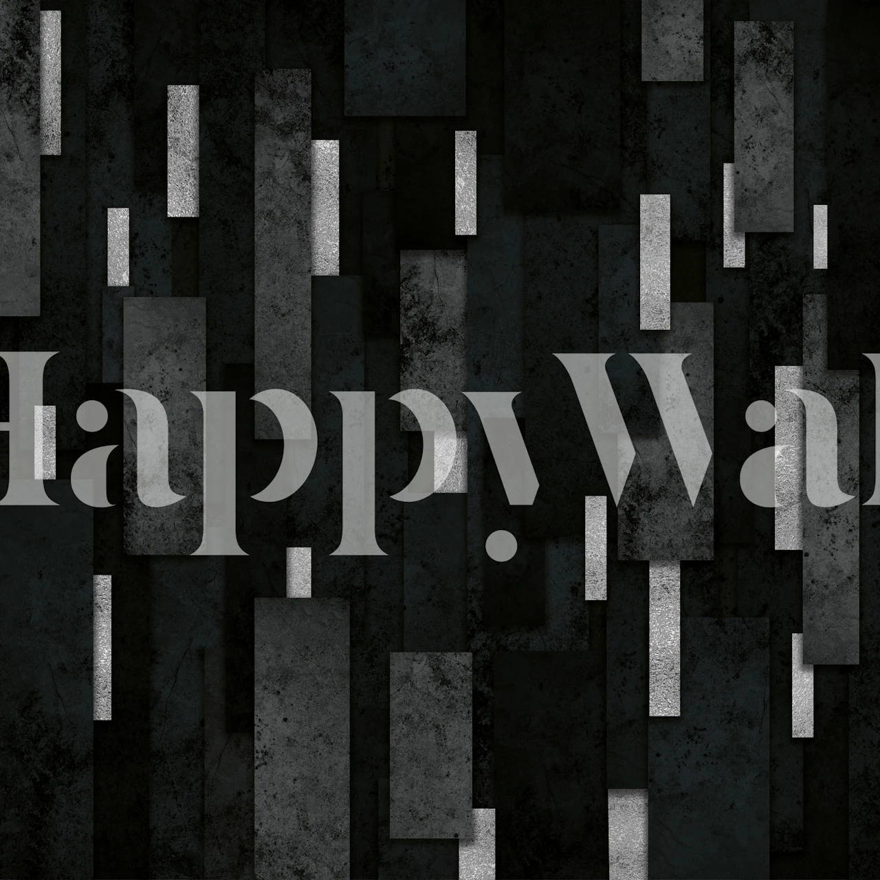 Black Charcoal and Silver Geometric Wall Mural