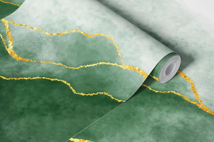 Green watercolor veinswallpaper roll