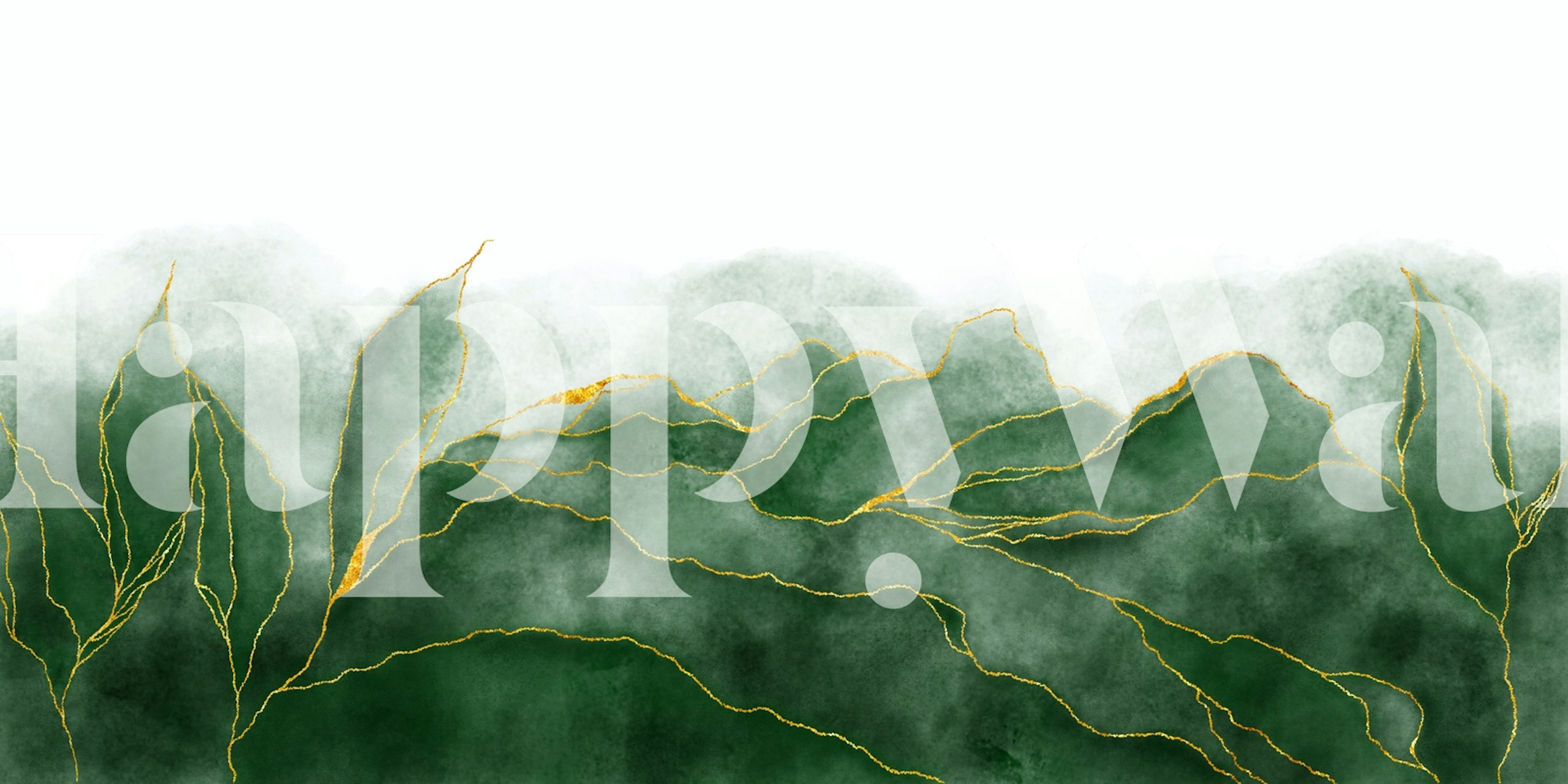 Green watercolor veins ταπετσαρία σε ένα δωμάτιο