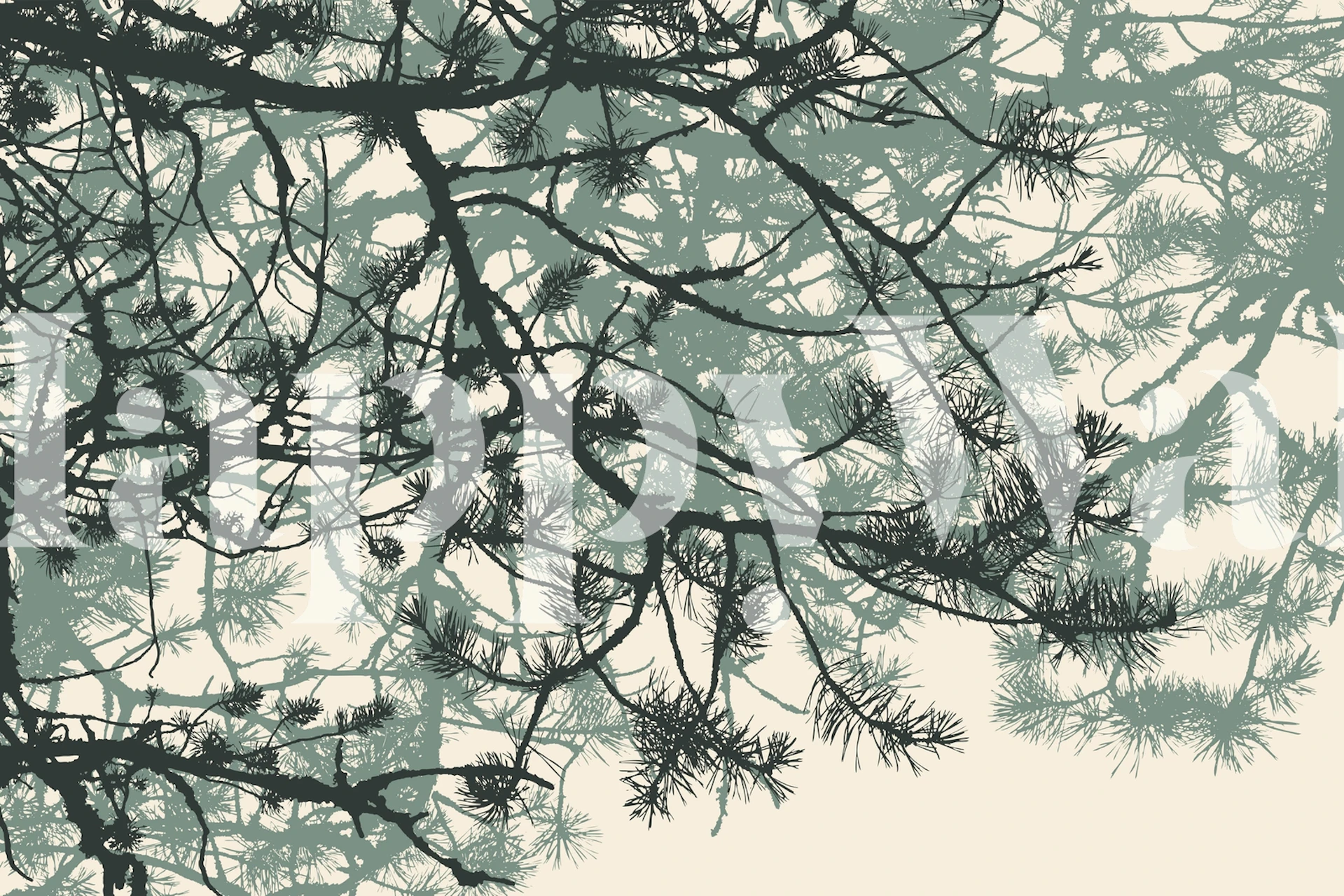 Pine branches tapet vist i et rom