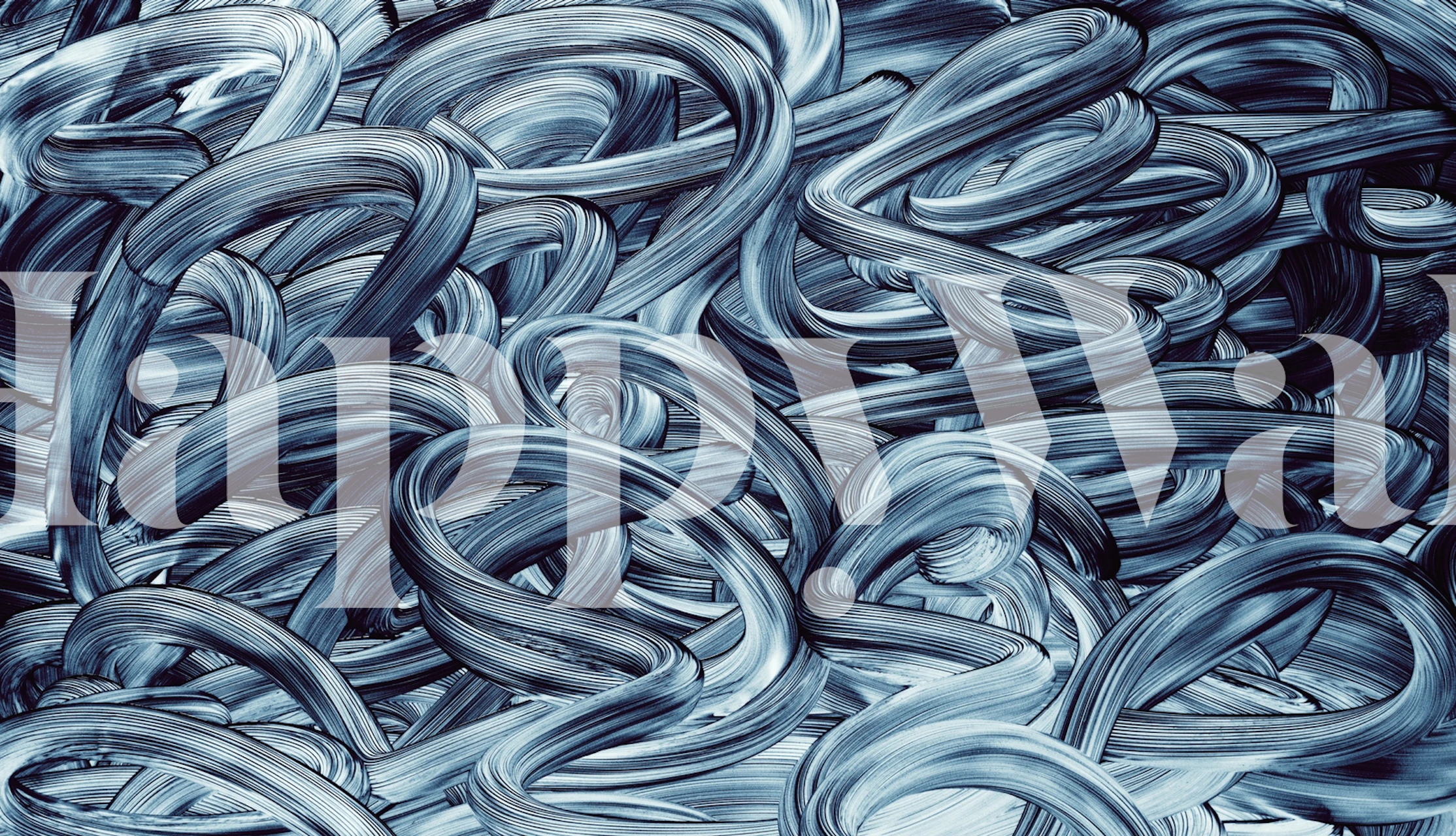 Abstract blue brush strokes wall mural with a blend of cerulean and navy colors