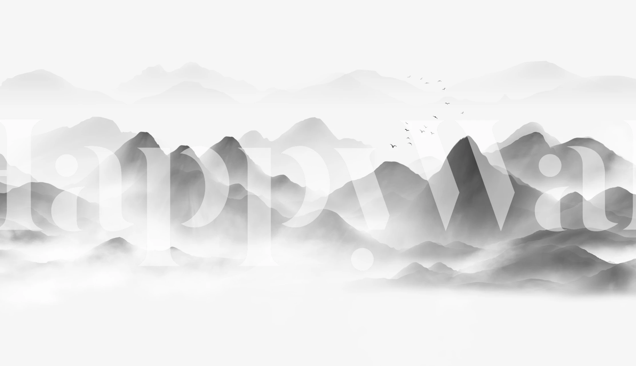 Chinese style landscape wallpaper in a room