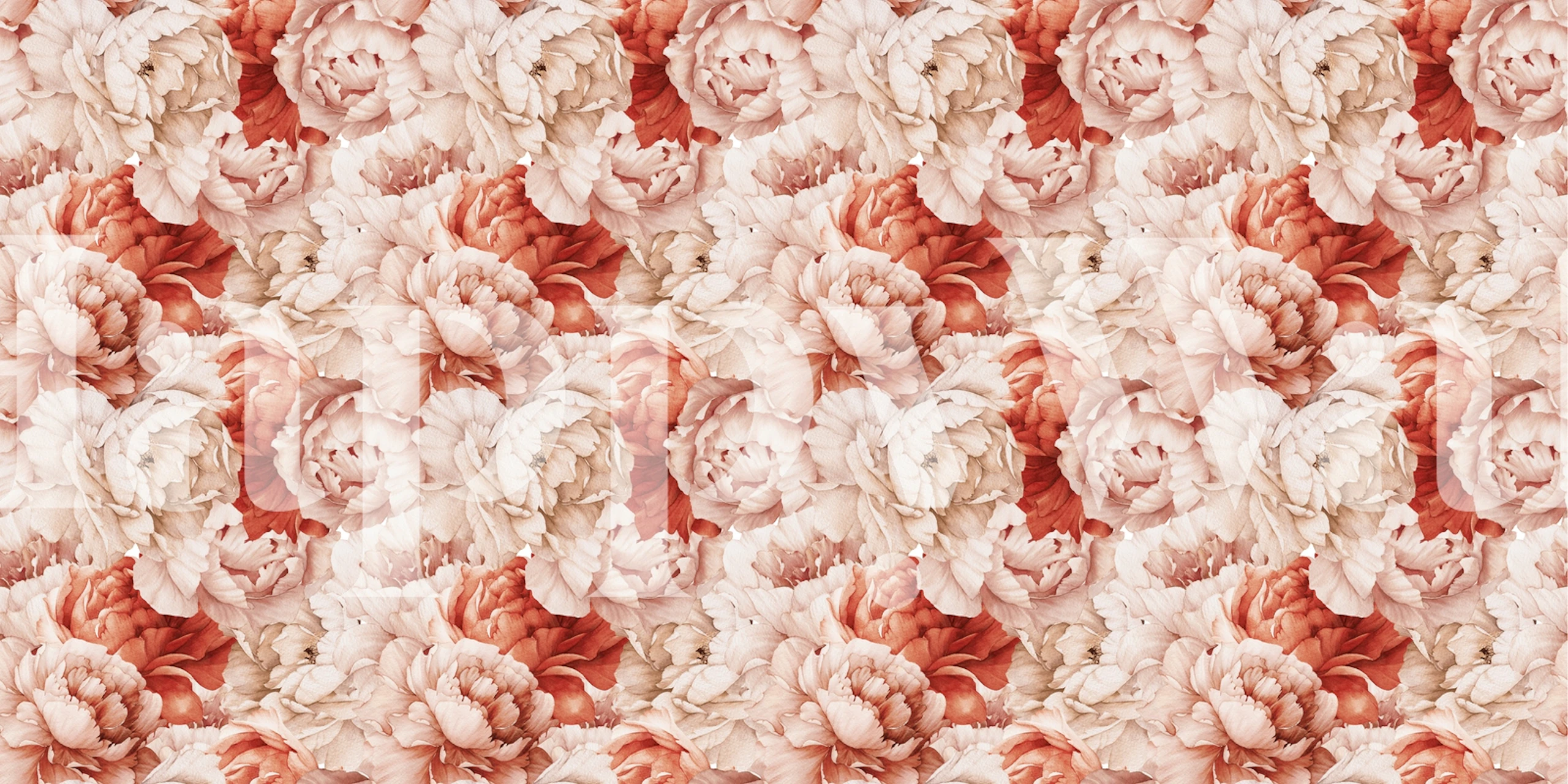 Peonies flowers wallpaper in a room