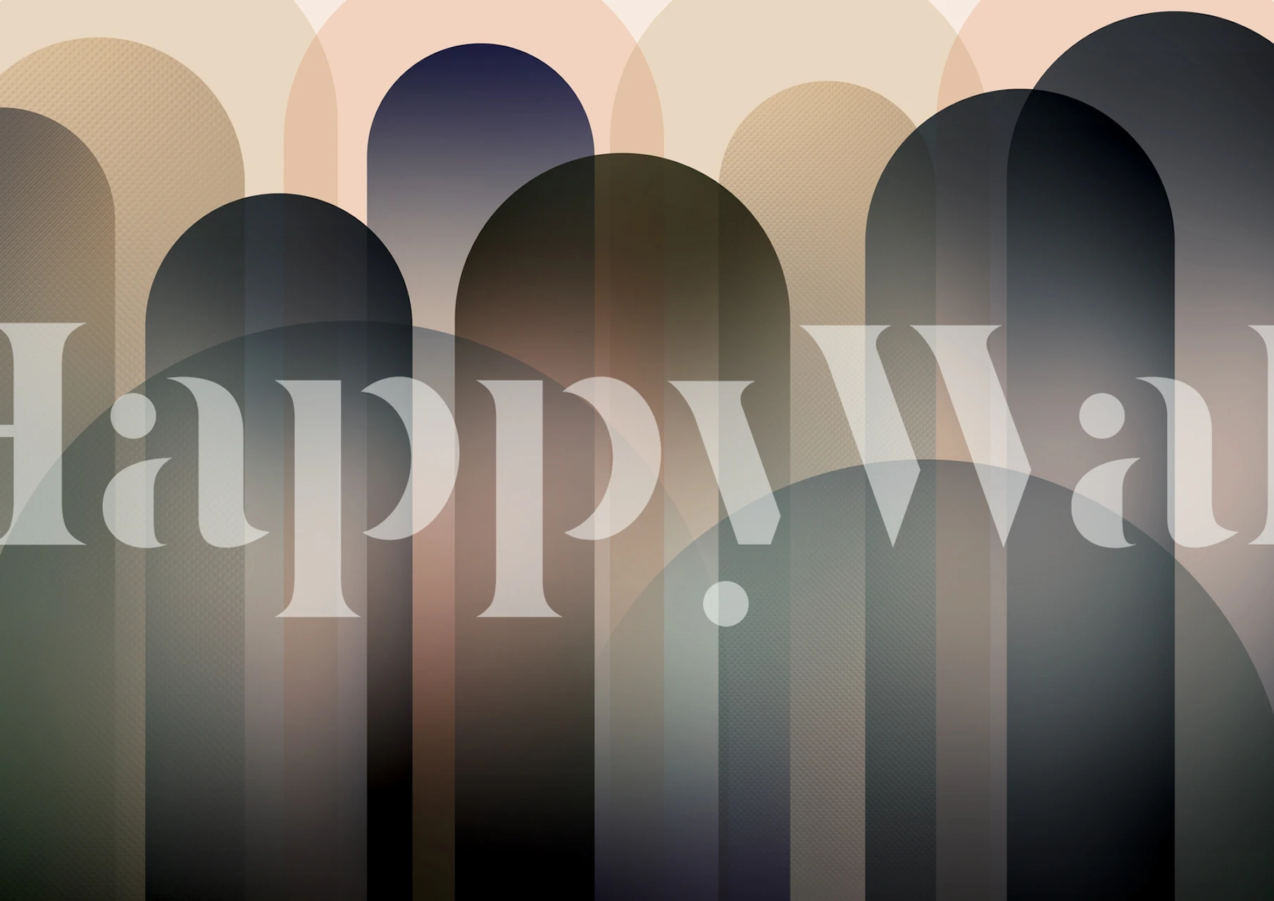 Geometric arches in neutral tones: beige, gray, and black wallpaper