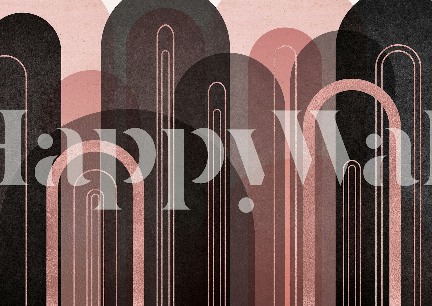 Black and pink arches with rose gold outlines wallpaper