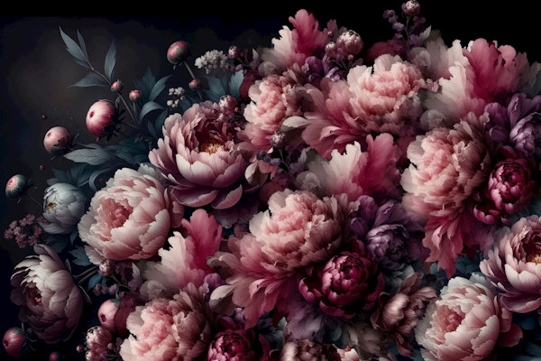 Plush Peonies Pink Burgundy