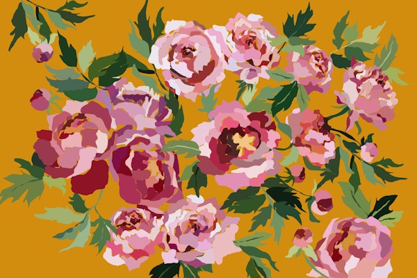 peony mustard yellow bckg