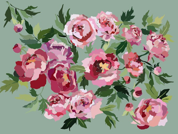 Peony blue gray bckg