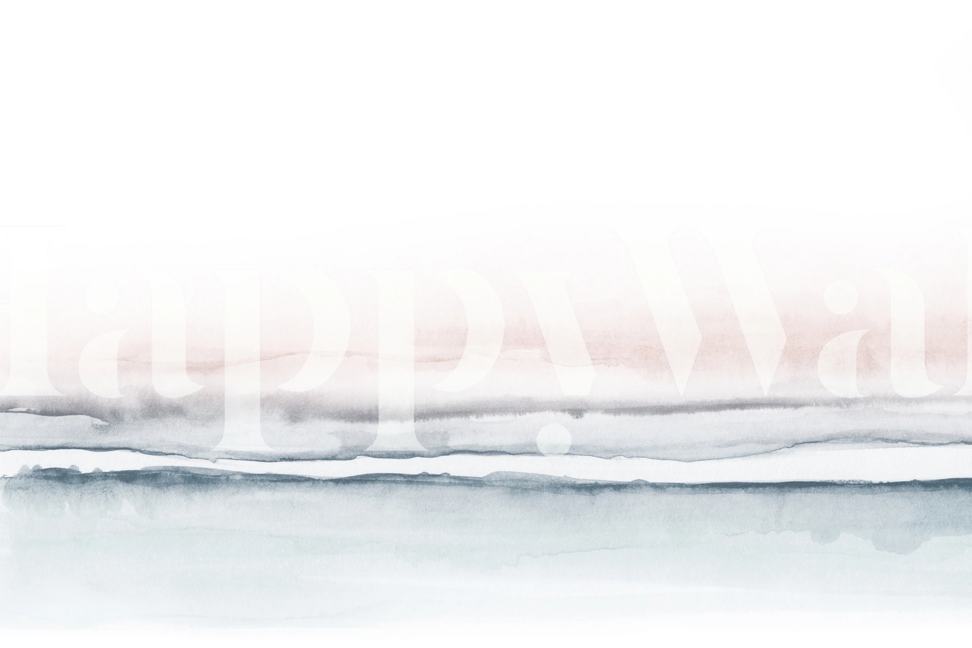 Abstract ocean landscape wallpaper in indigo and soft pink hues