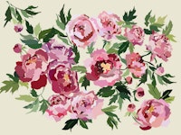 Peony light gray bckg papel pintado