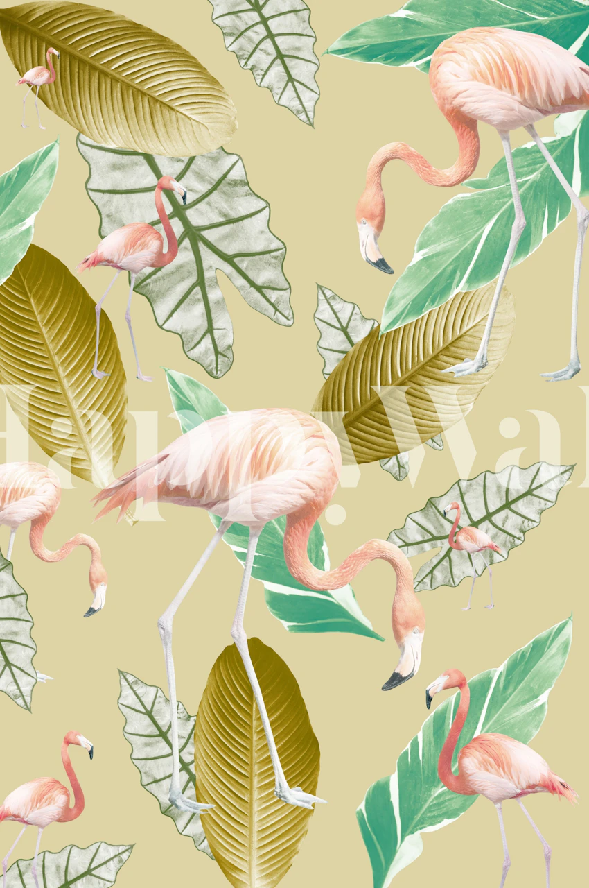 Flamingo wallpaper design in a room