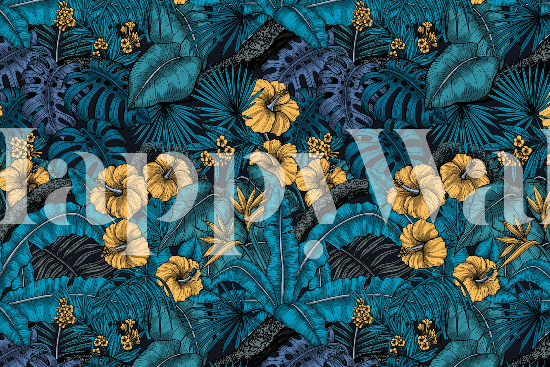 Tropical garden tapet vist i et rom