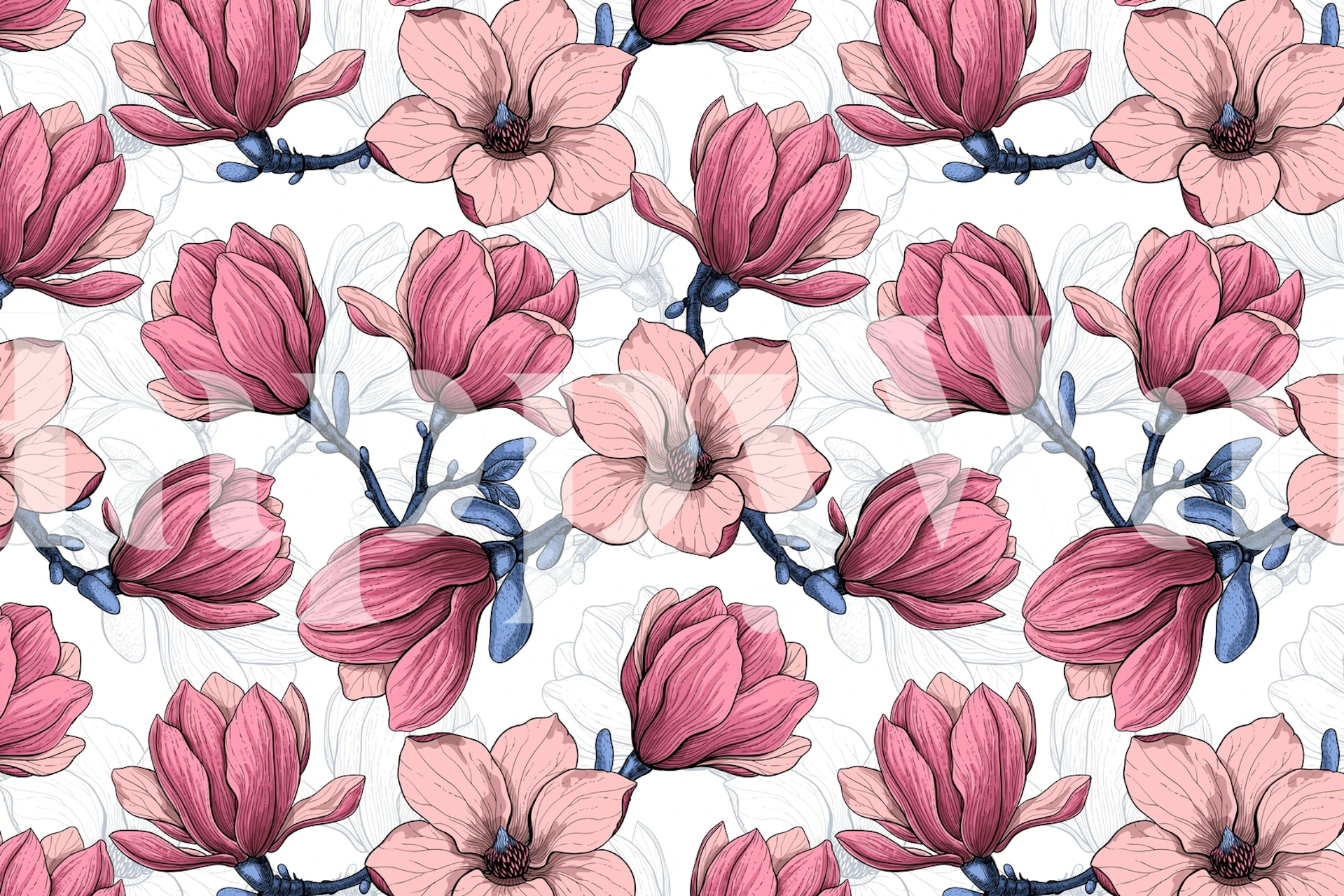 Magnolia garden 3 blomstertapet i et rom