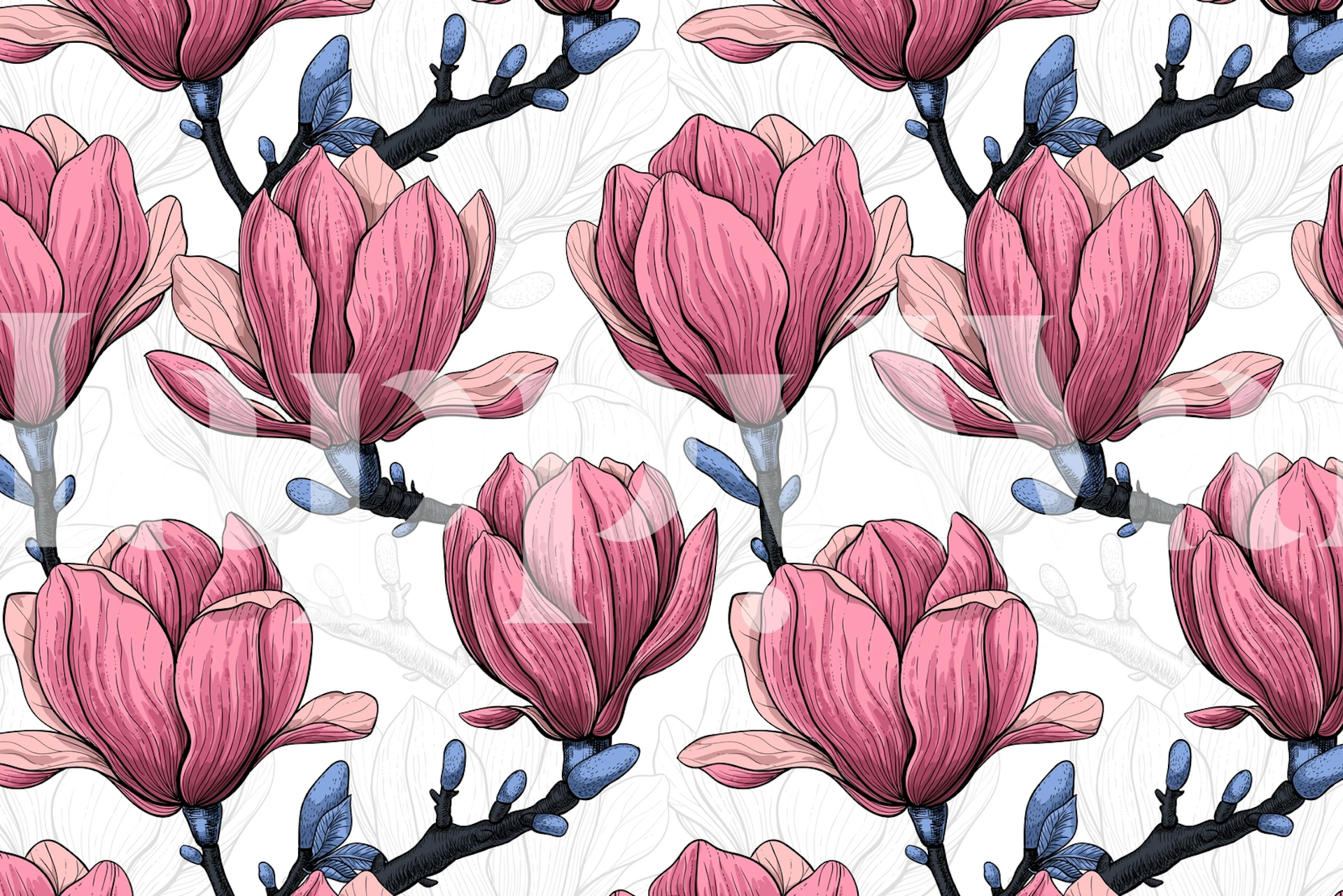 Magnolia Garden 6 wzór kwiatowy na tapetę