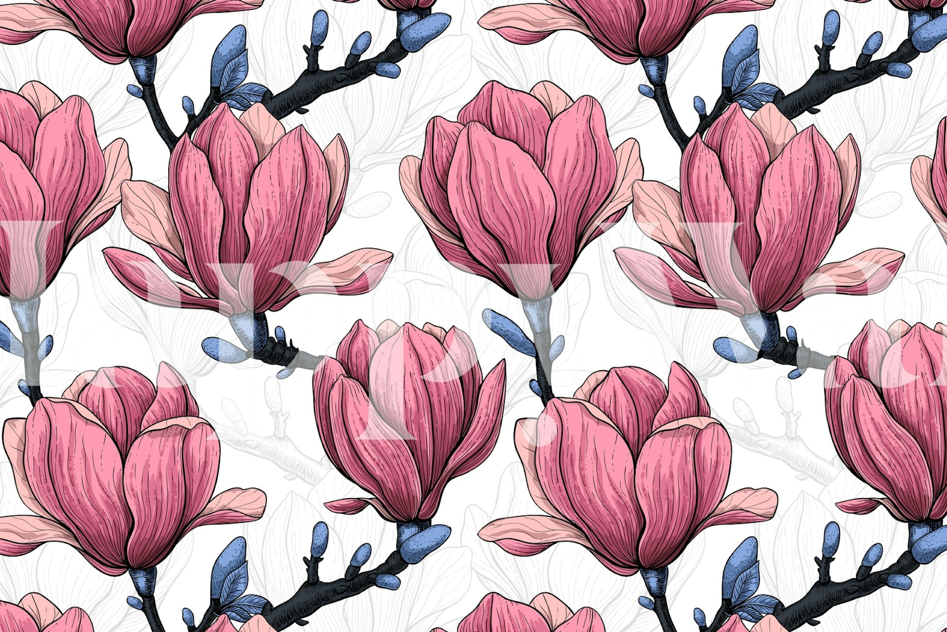 Magnolia Garden 6 květinový vzor tapety