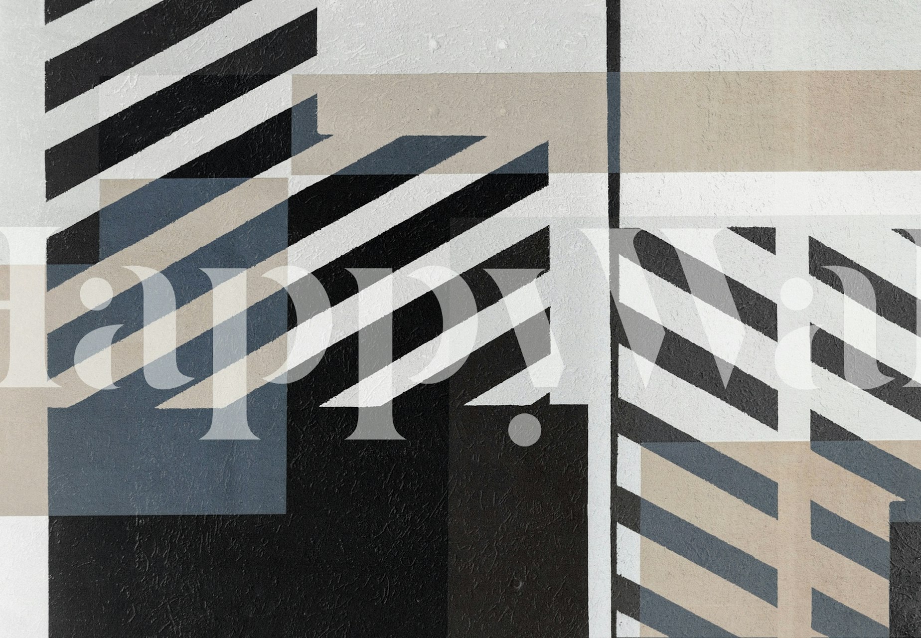 Geometric black and white striped wallpaper with various shades